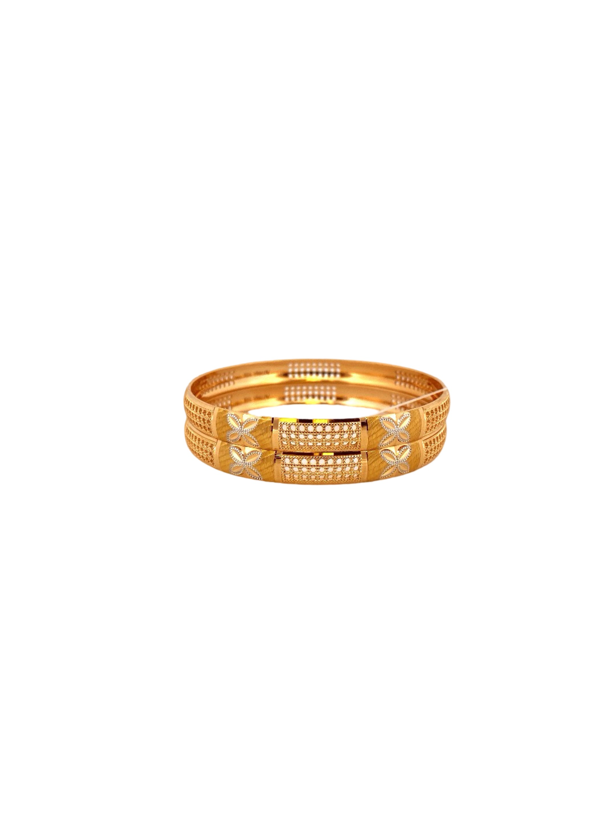 22K Gold Two-tone Designer 2 Pieces Set Of Bangles