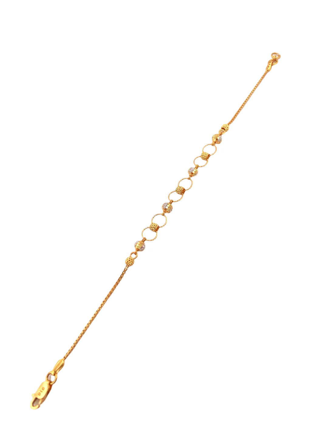22K Gold Two-tone Beads Designer Ladies Bracelet