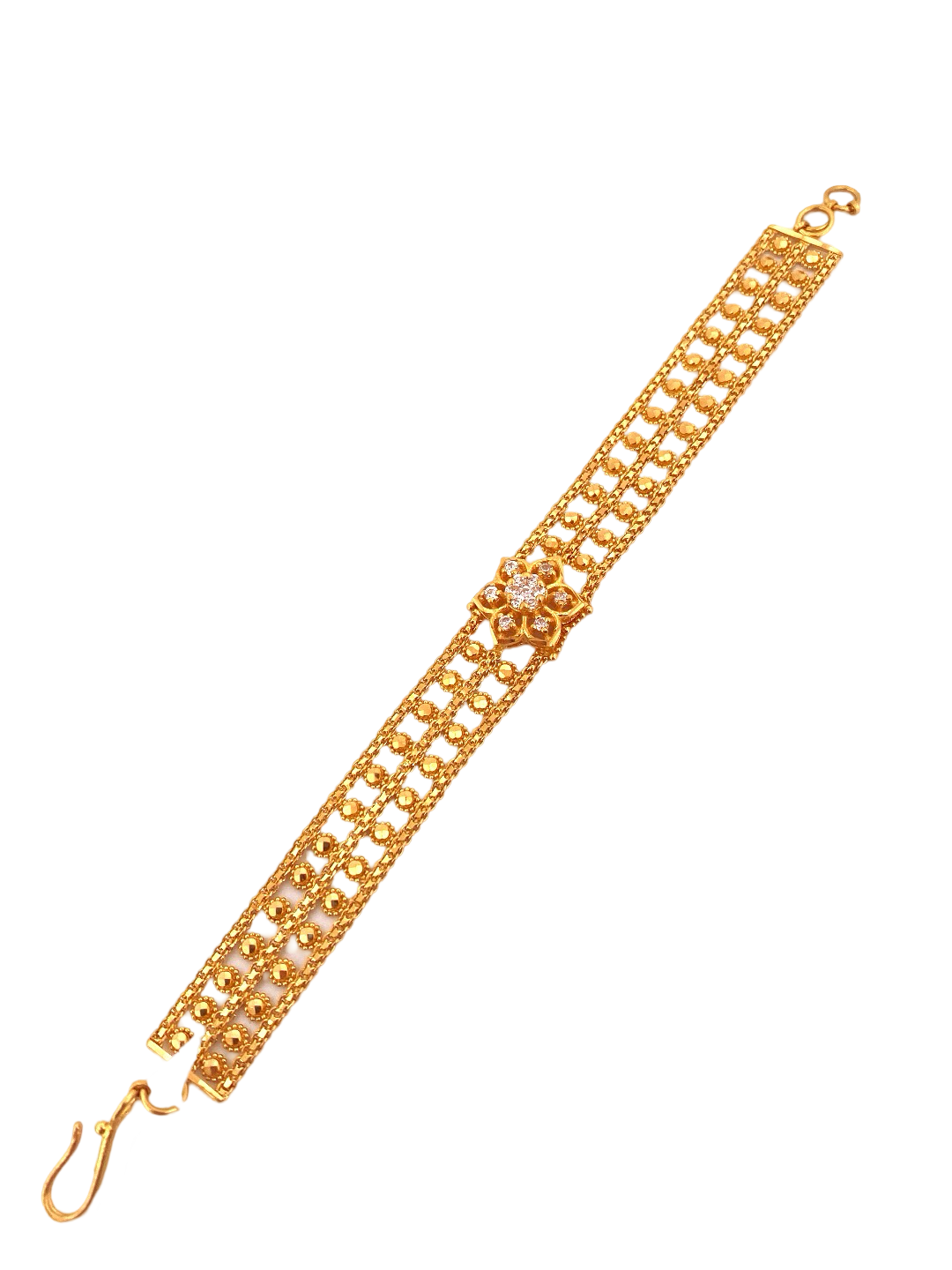 22K Gold CZ Flower Designer Ladies Bracelet