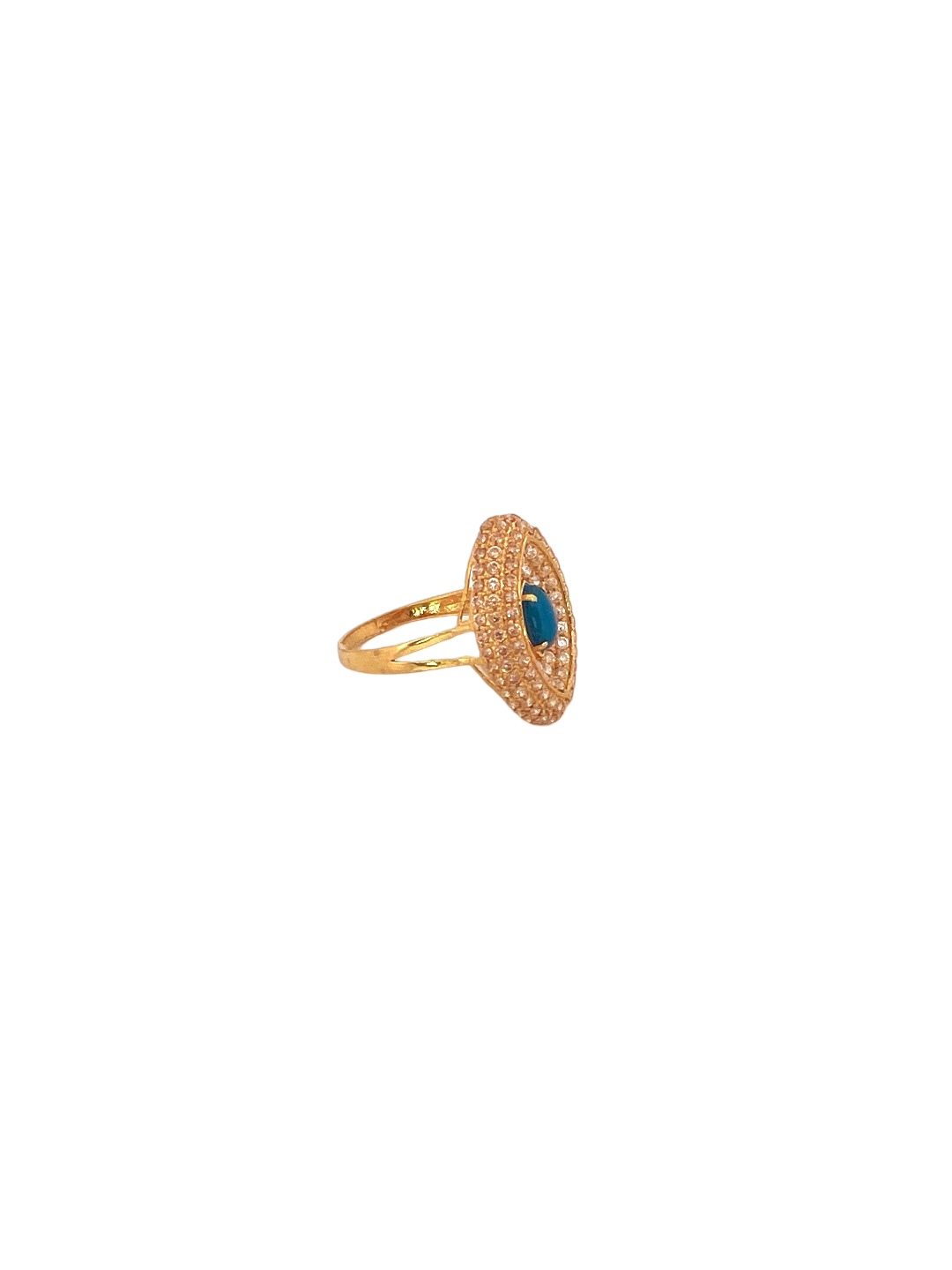 22K Gold Blue CZ Designer Ladies Ring