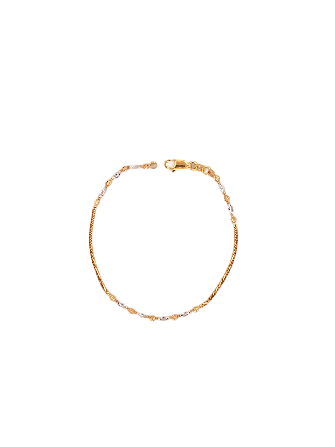 22K Gold Two-tone Bead Designer Ladies  Bracelet