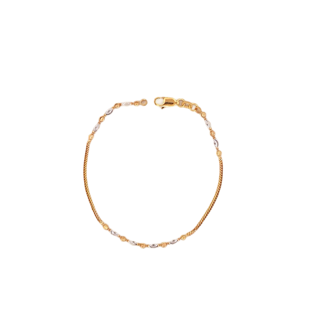 22K Gold Two-tone Bead Designer Ladies  Bracelet
