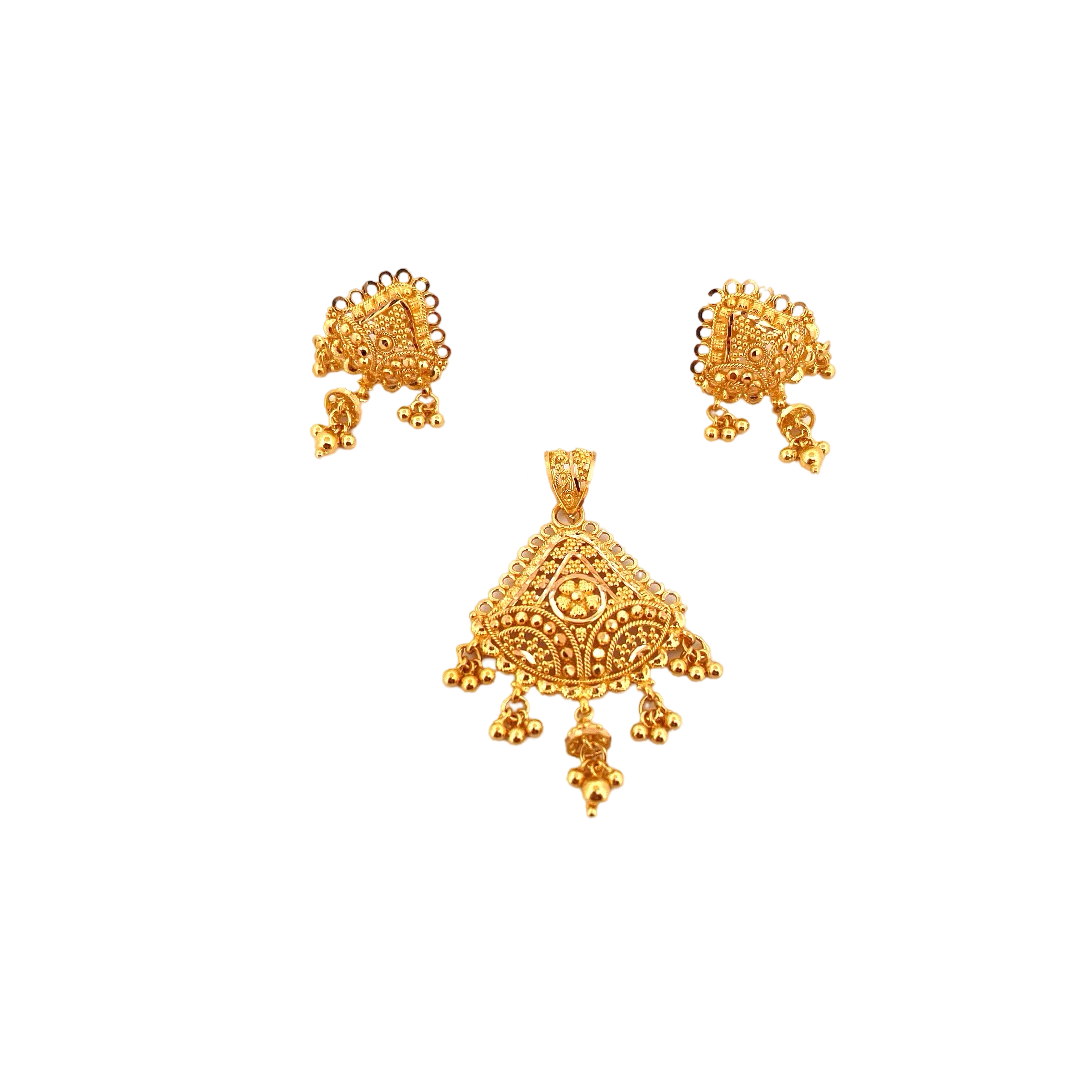 22K Gold Designer Pendant Set