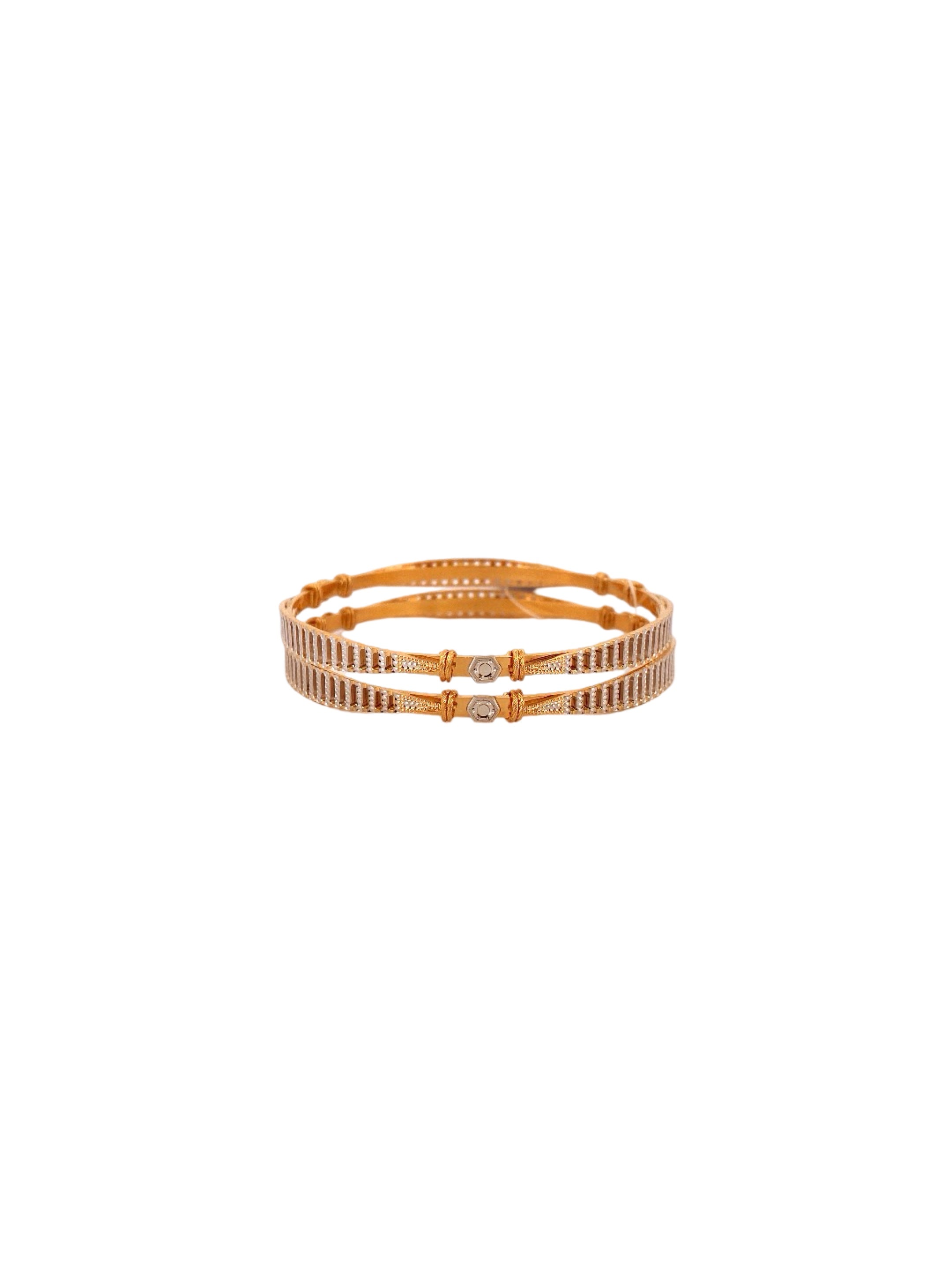 22K Gold Two-tone Designer 2 Pieces Set Of Bangles