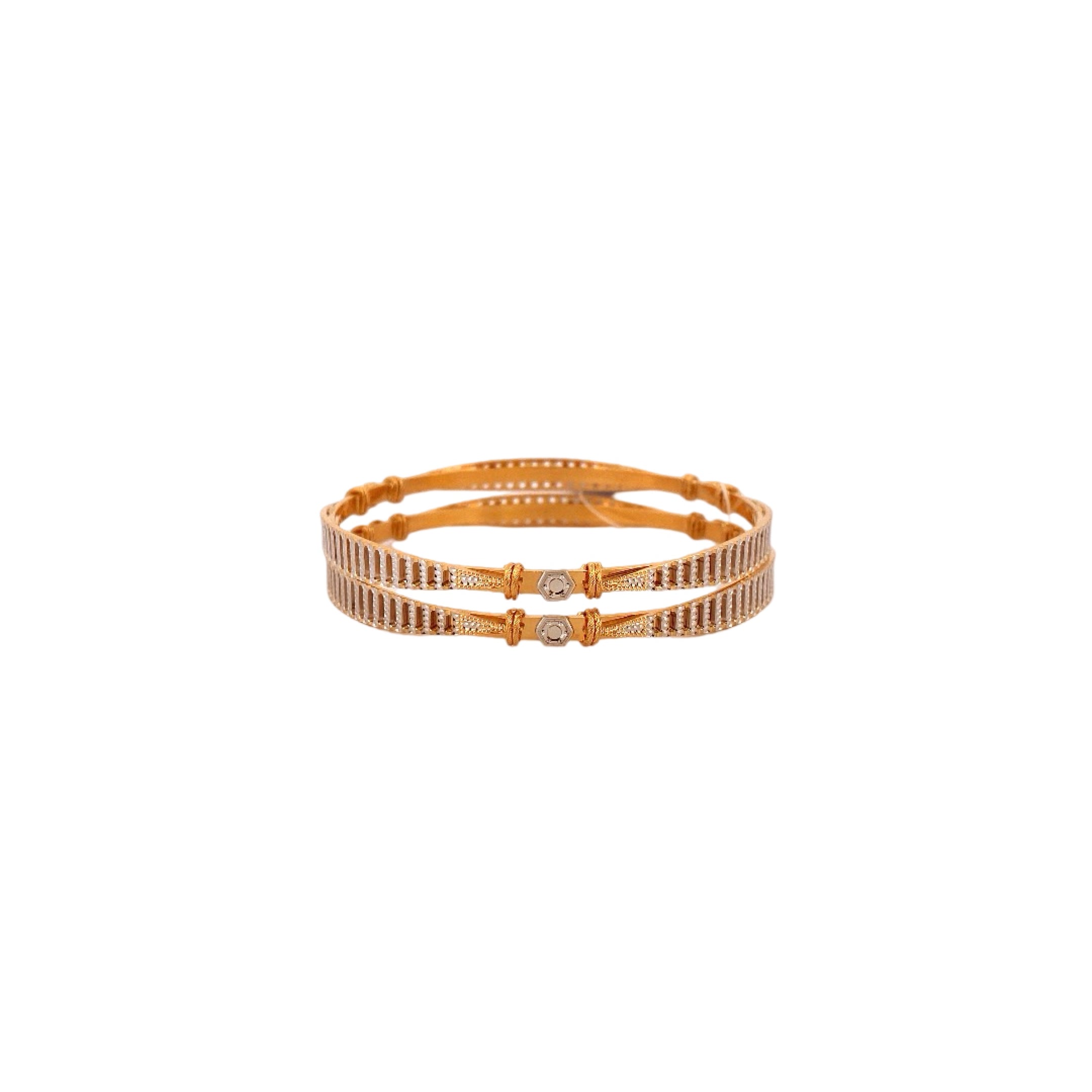 22K Gold Two-tone Designer 2 Pieces Set Of Bangles