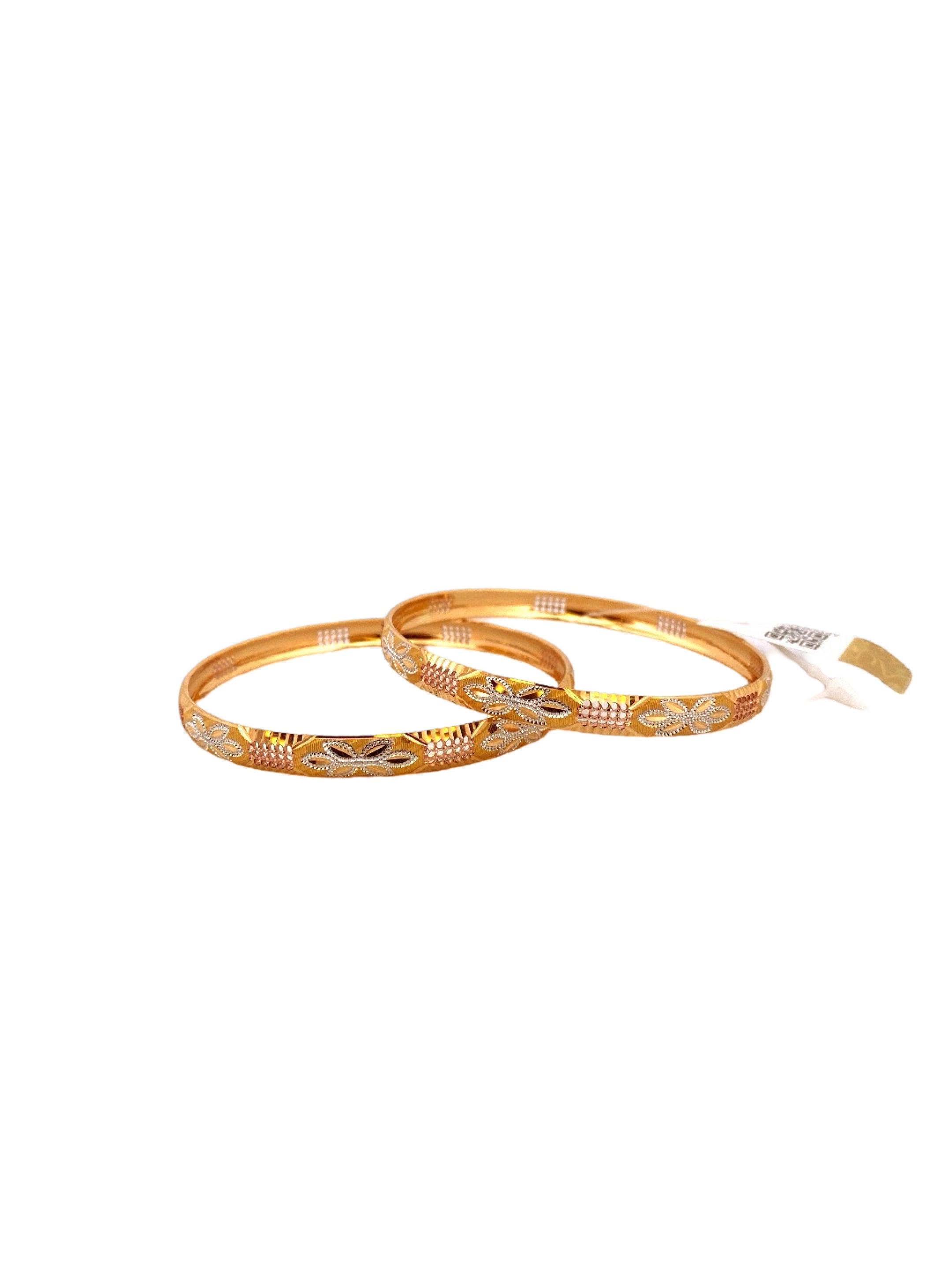 22K Gold Two-tone Designer 2 Pieces Set Of Bangles