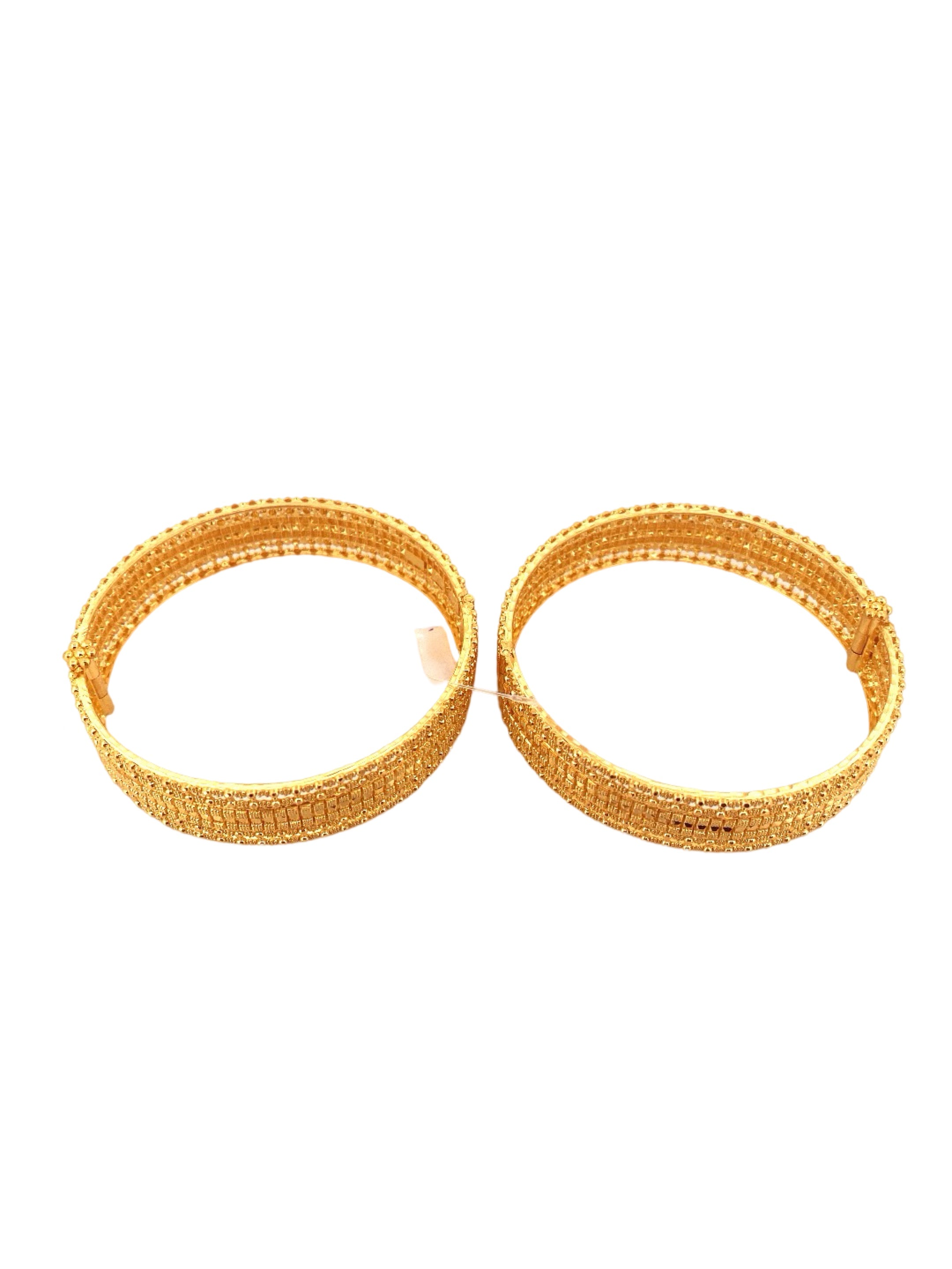 22K Gold Designer 2 Pieces Set Of Ladies Screw Bangles