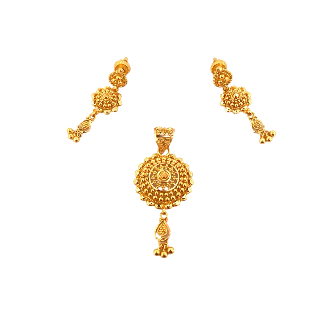 22K Gold Designer Pendant Set
