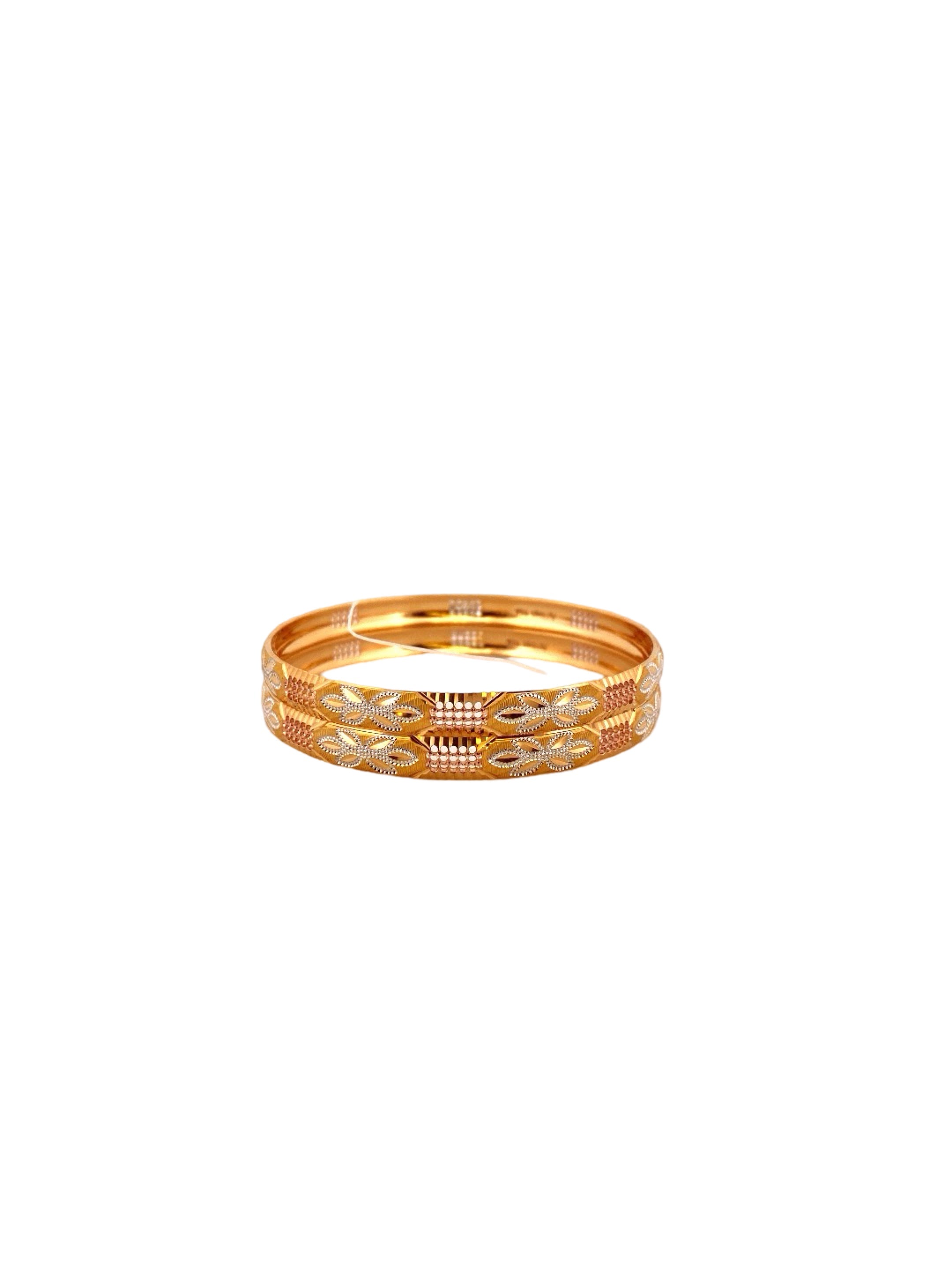 22K Gold Two-tone Designer 2 Pieces Set Of Bangles