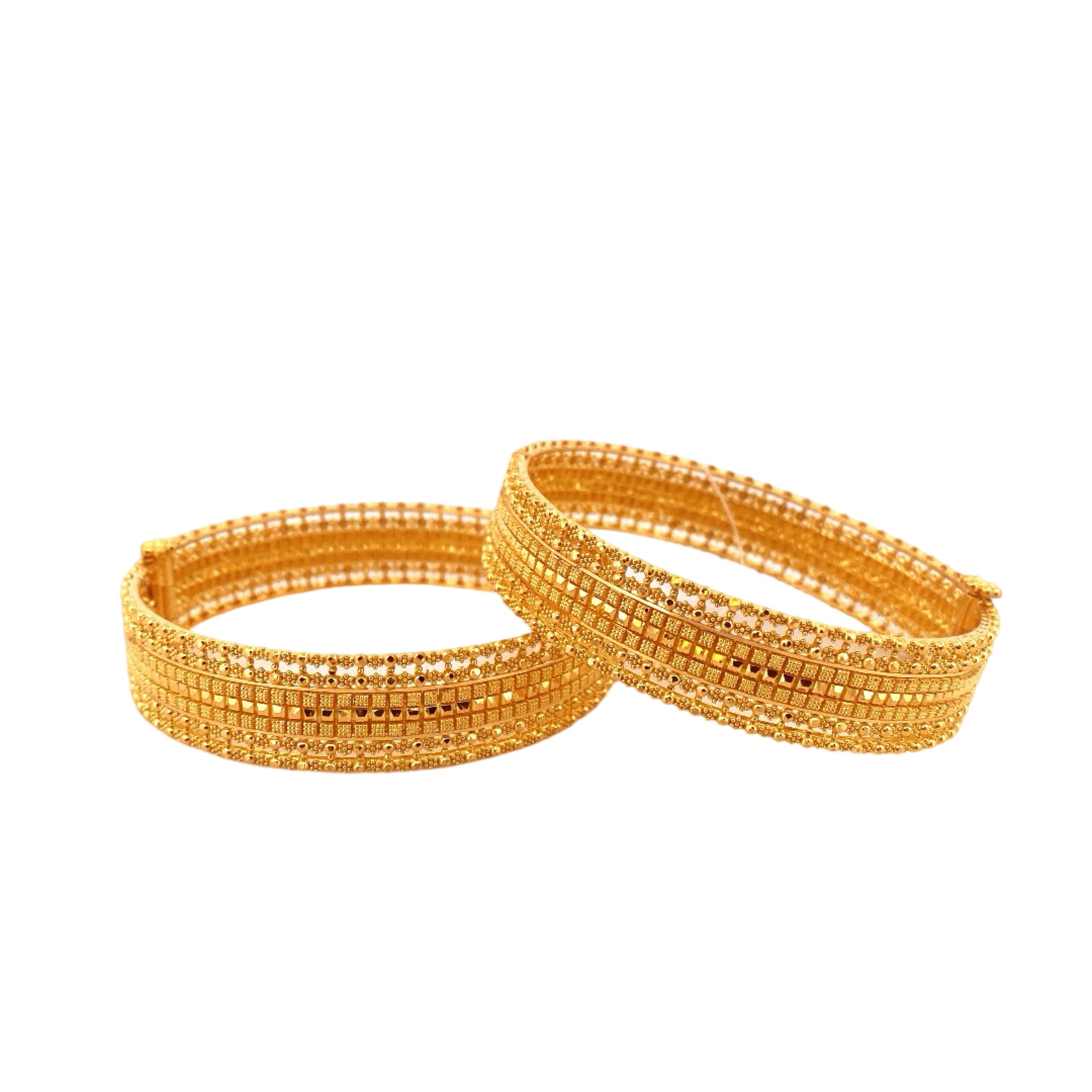 22K Gold Designer 2 Pieces Set Of Ladies Screw Bangles