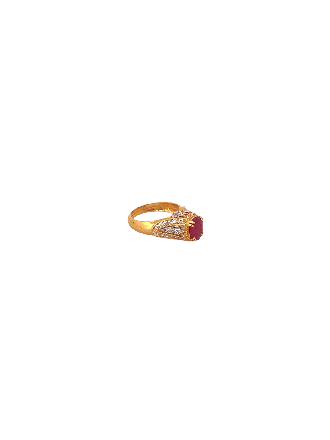 22K Gold Pink CZ Designer Ladies Ring