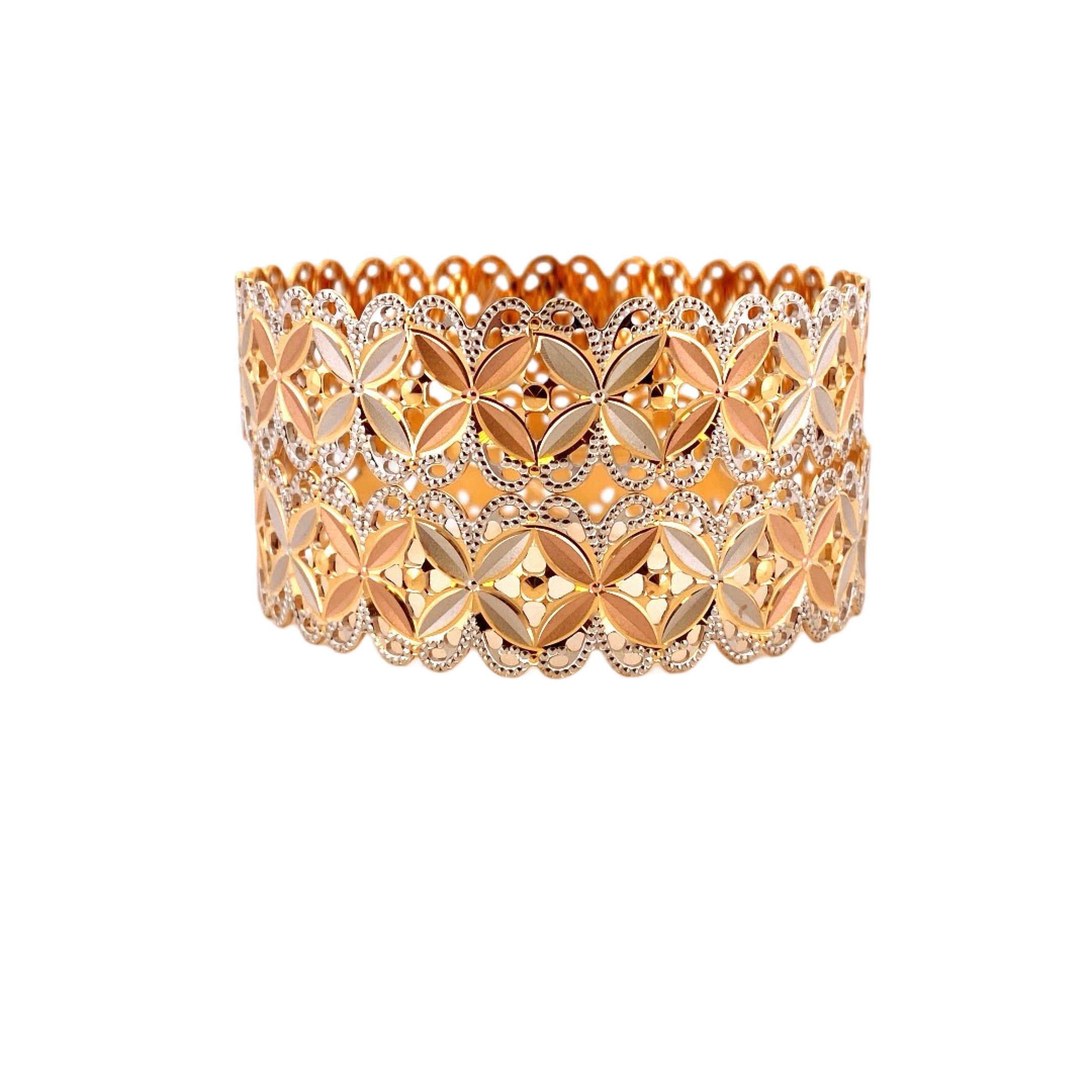 22K Gold Tri-tone Designer 2 Pieces Set Of Ladies Bangles