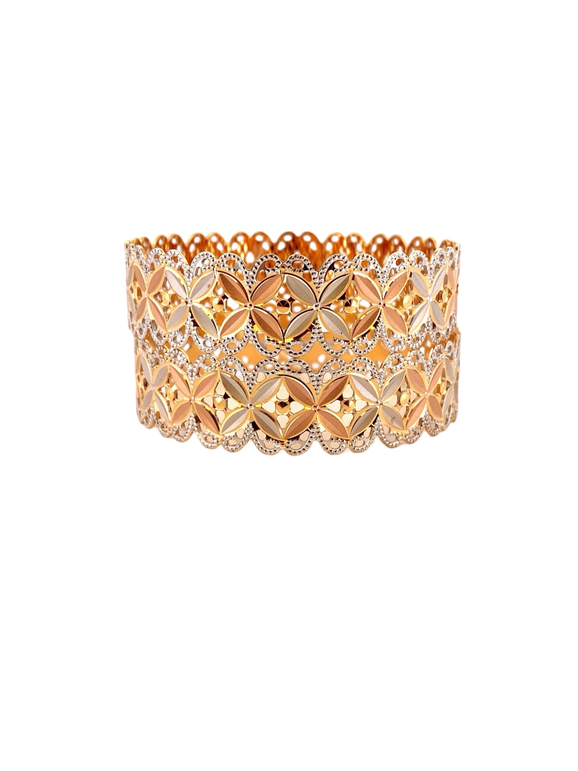 22K Gold Tri-tone Designer 2 Pieces Set Of Ladies Bangles