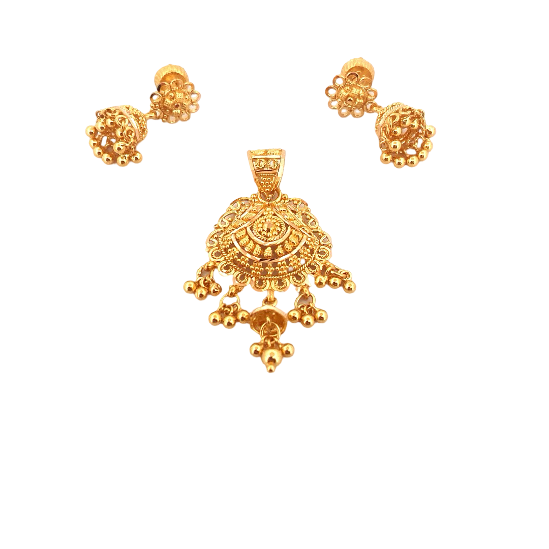 22K Gold Designer Pendant Set