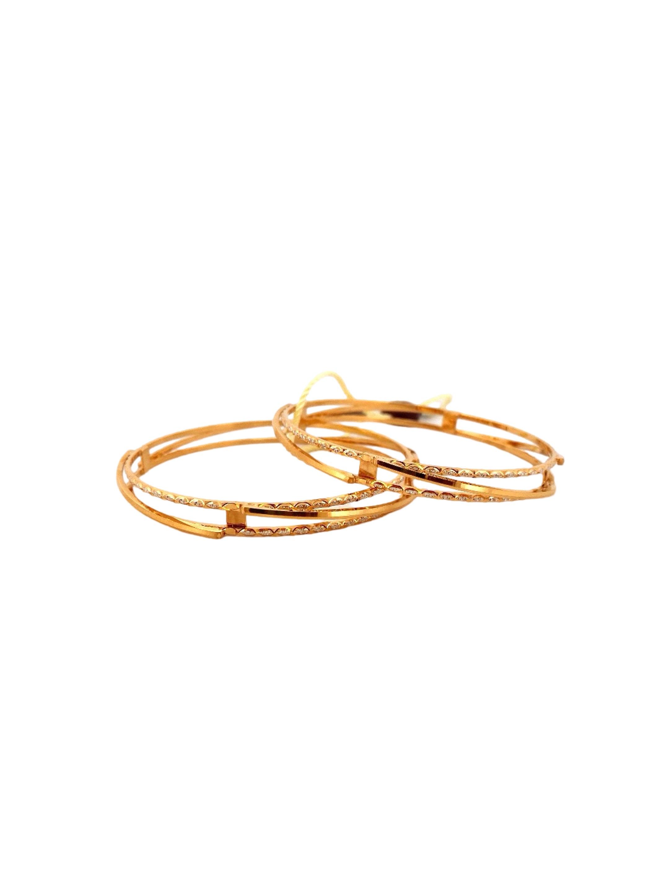 22K Gold Two-tone Designer 2 Pieces Set Of Bangles