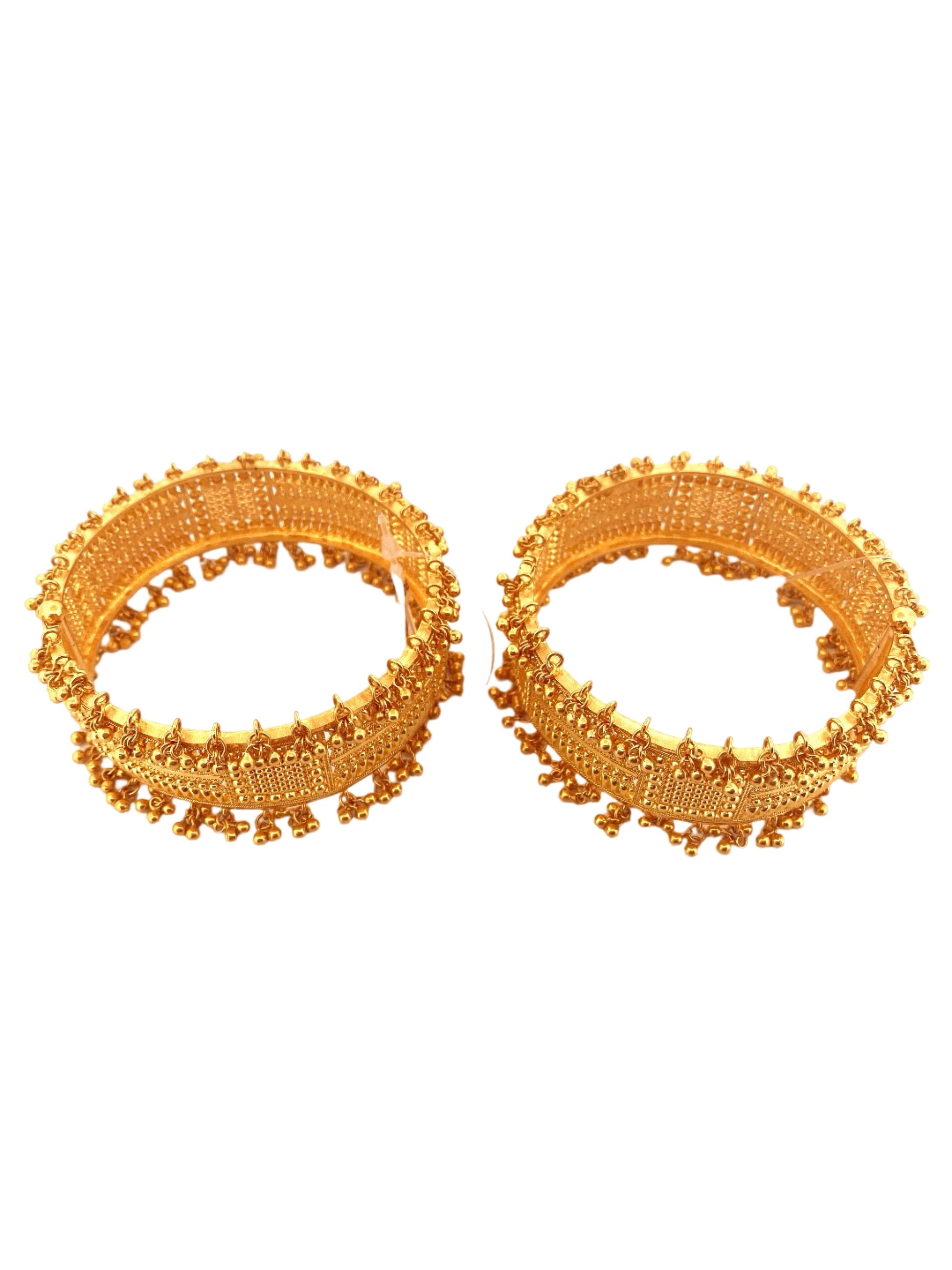 22K Gold Designer 2 Pieces Set Of Ladies Screw Bangles