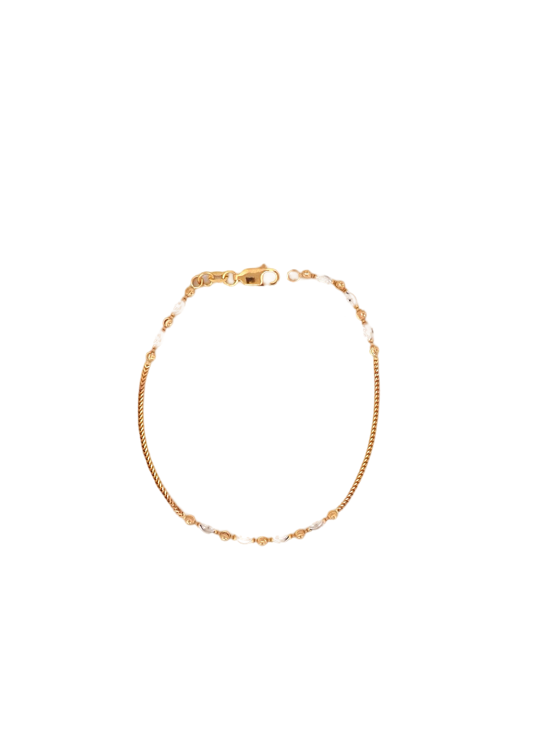 22K Gold Two-tone Bead Designer Ladies  Bracelet