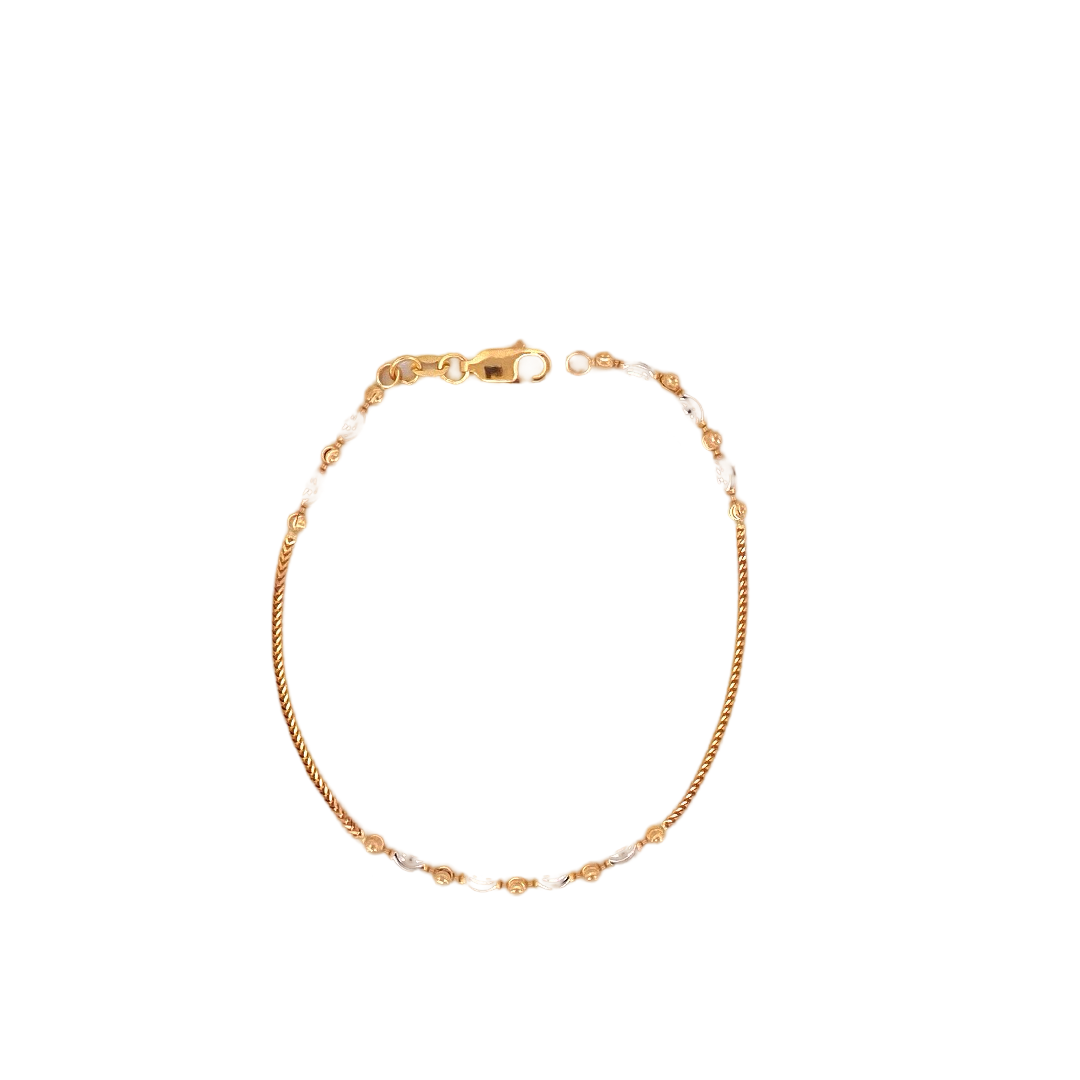 22K Gold Two-tone Bead Designer Ladies  Bracelet