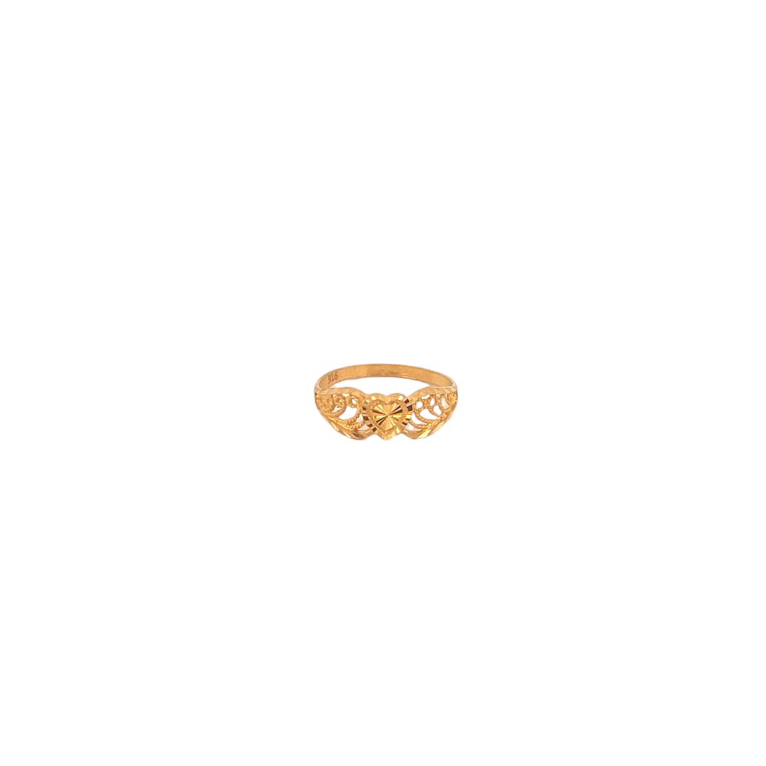 22K Gold Laser Cut Heart Designer Ladies Ring