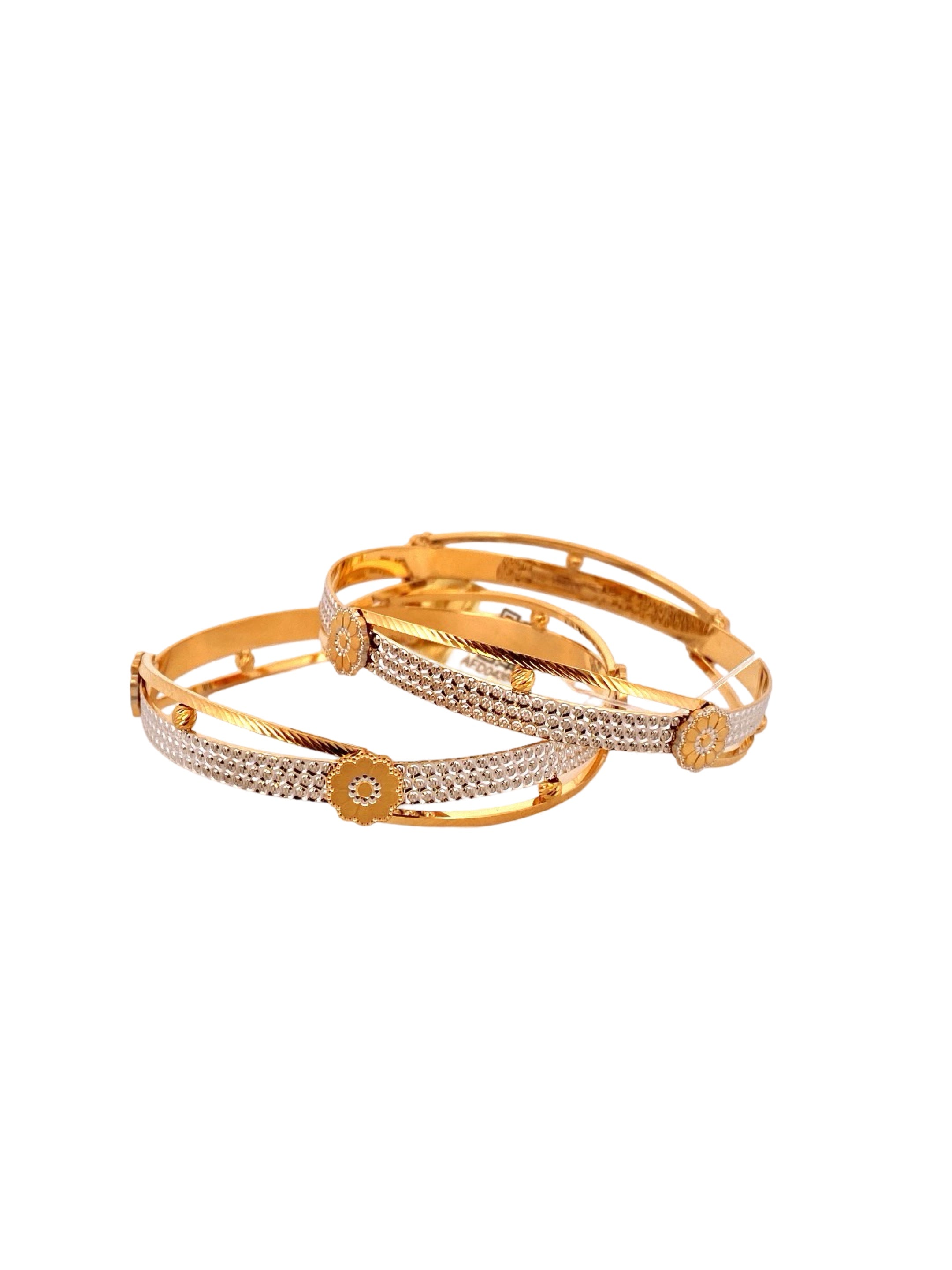 22K Gold Two-tone Designer 2 Pieces Set Of Ladies Bangles