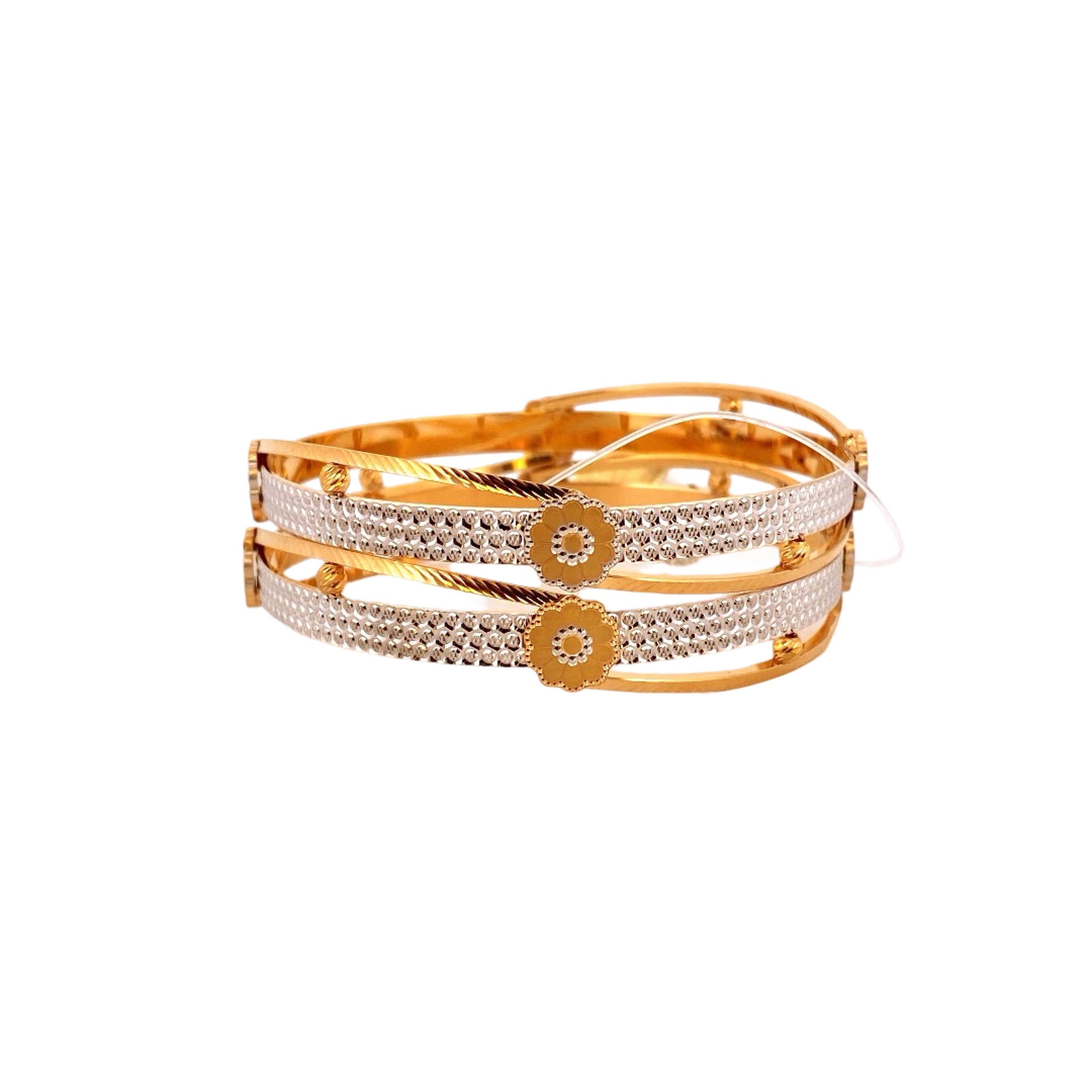 22K Gold Two-tone Designer 2 Pieces Set Of Ladies Bangles