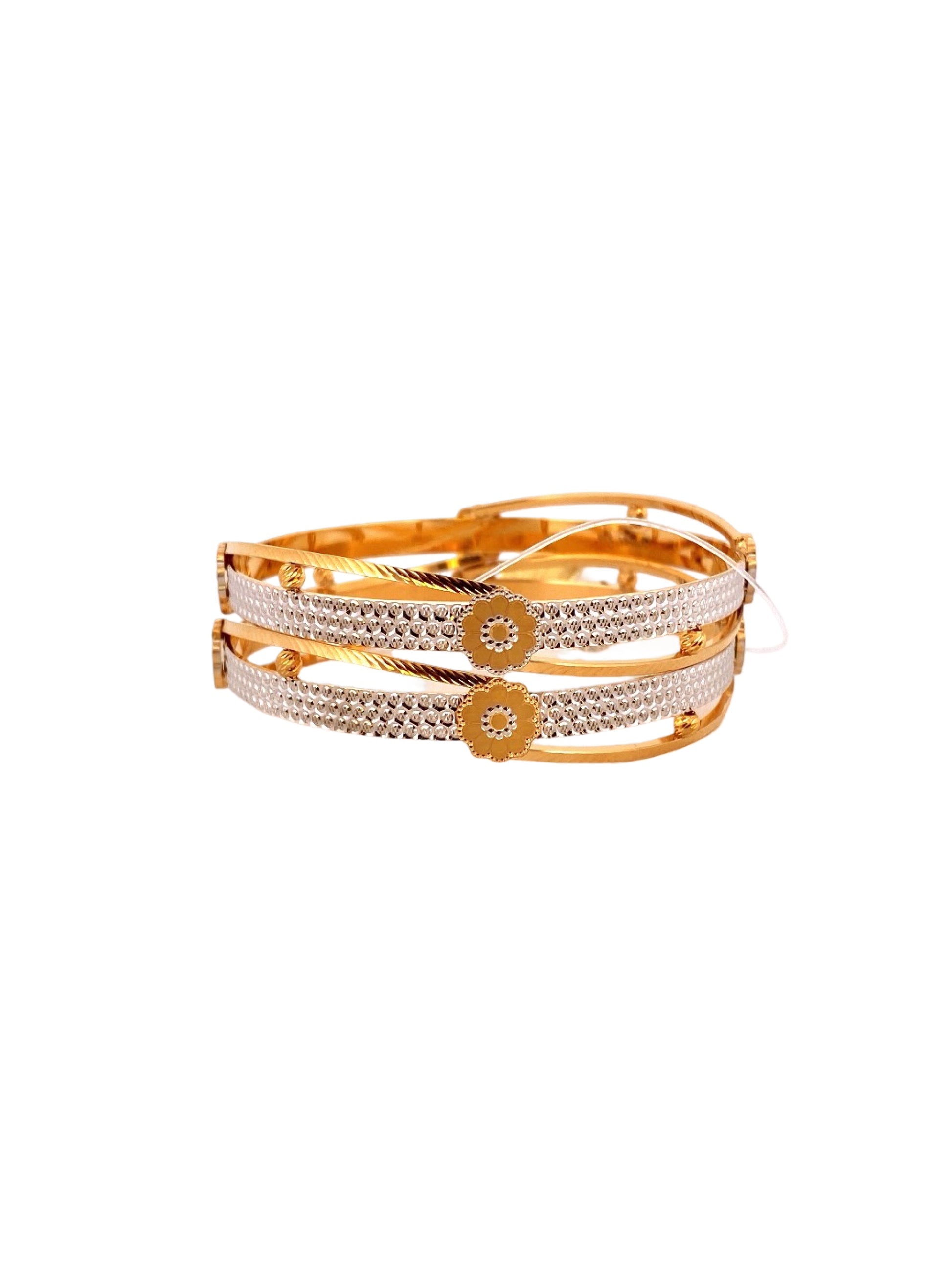 22K Gold Two-tone Designer 2 Pieces Set Of Ladies Bangles