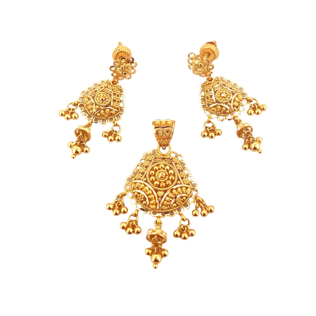 22K Gold Designer Pendant Set