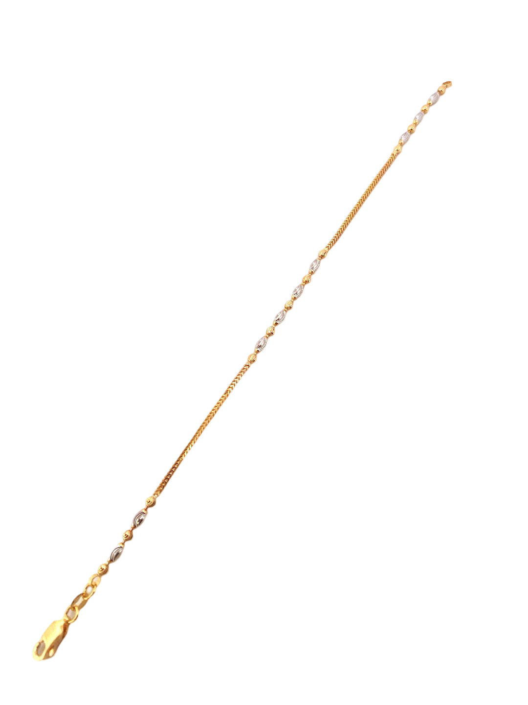 22K Gold Two-tone Bead Designer Ladies  Bracelet