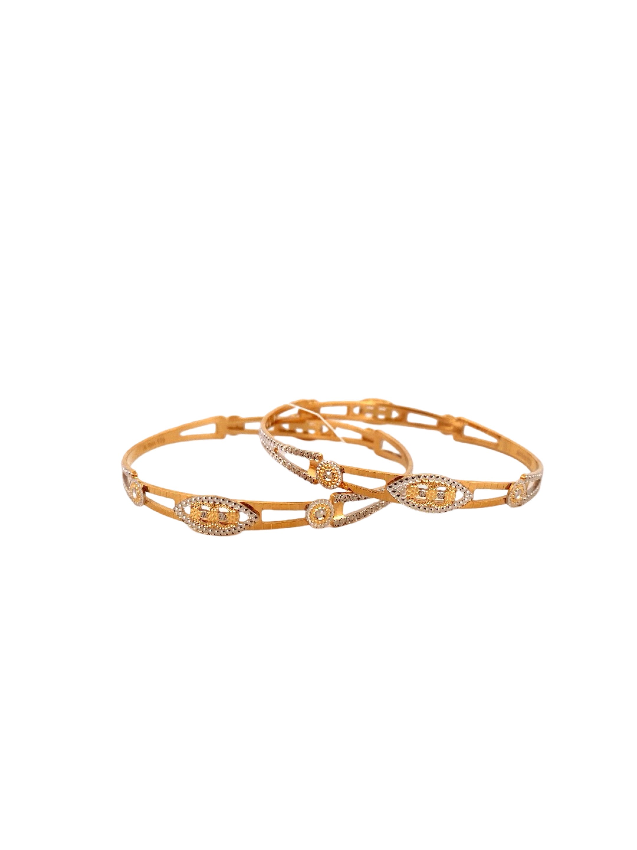 22K Gold Two-tone Designer 2 Pieces Set Of Bangles