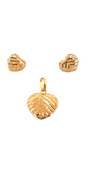 22K Gold Heart Designer Pendant Set