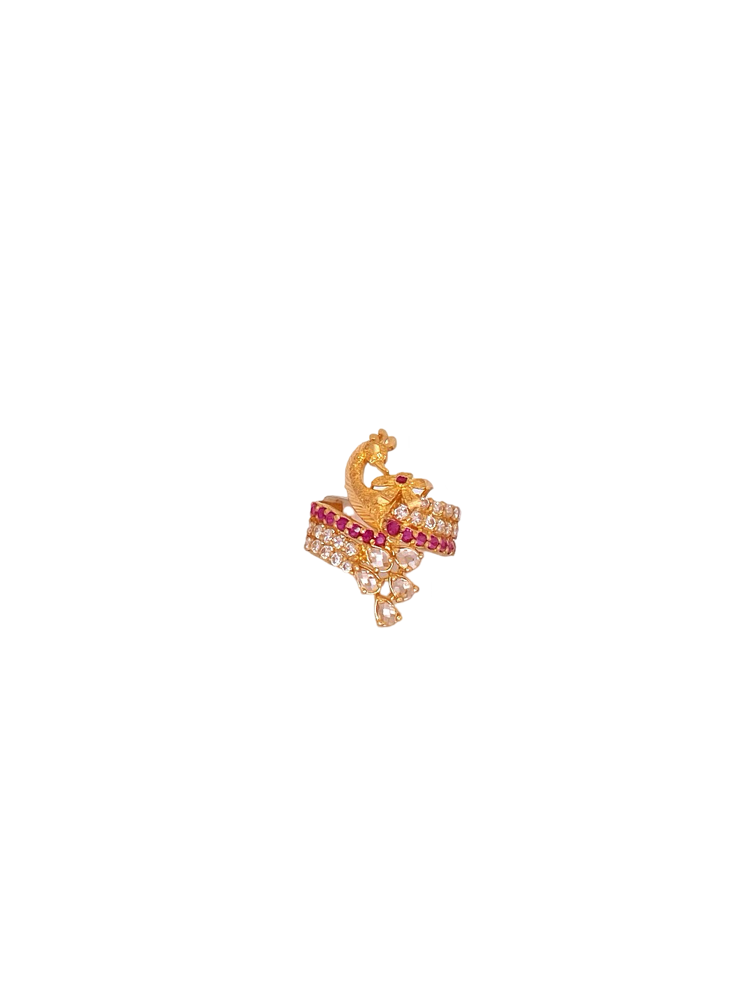 22K Gold CZ Peacock Designer Ladies Ring