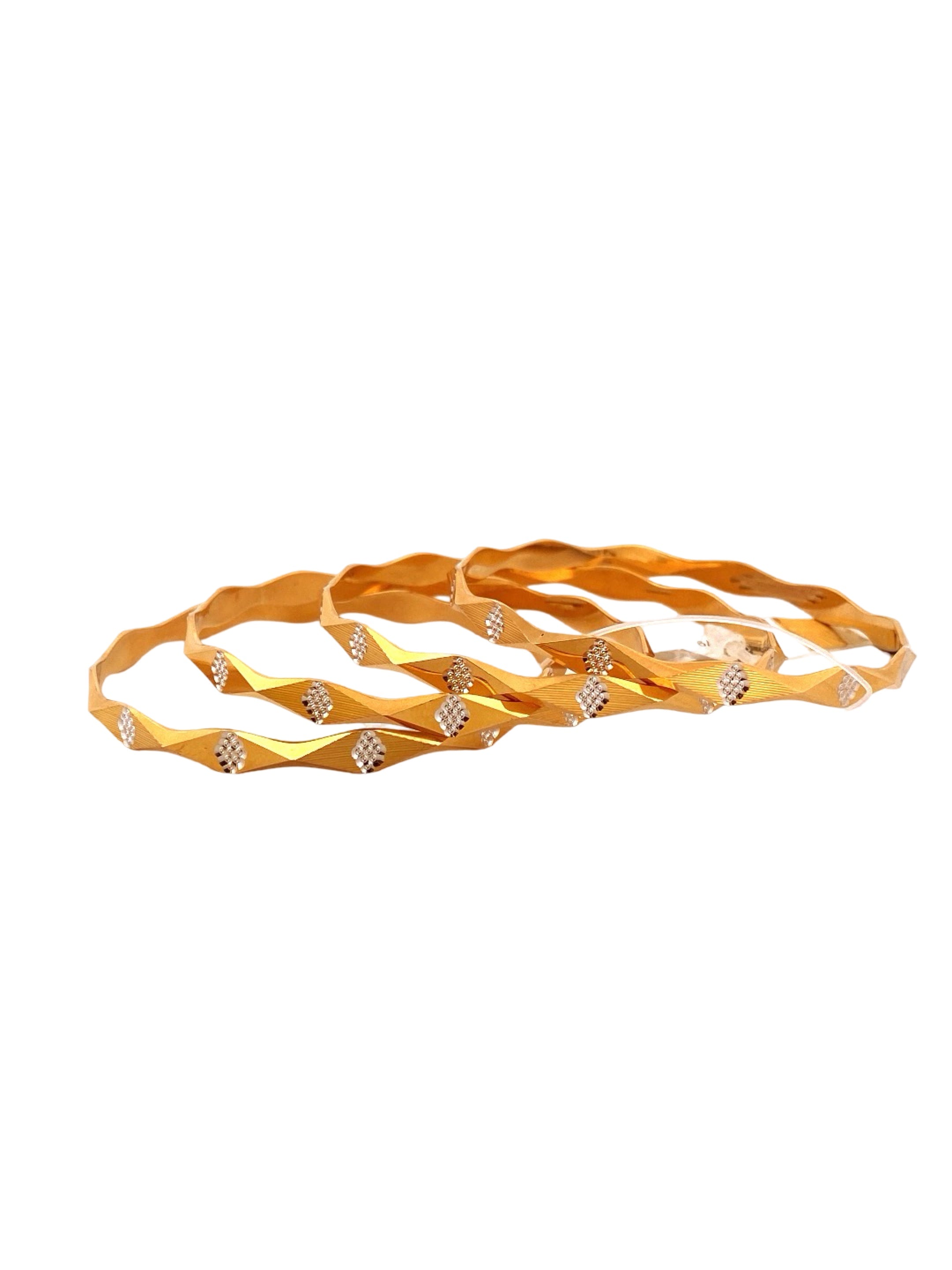 22K Gold Two-tone Designer 4 Pieces Set Of Ladies Bangles