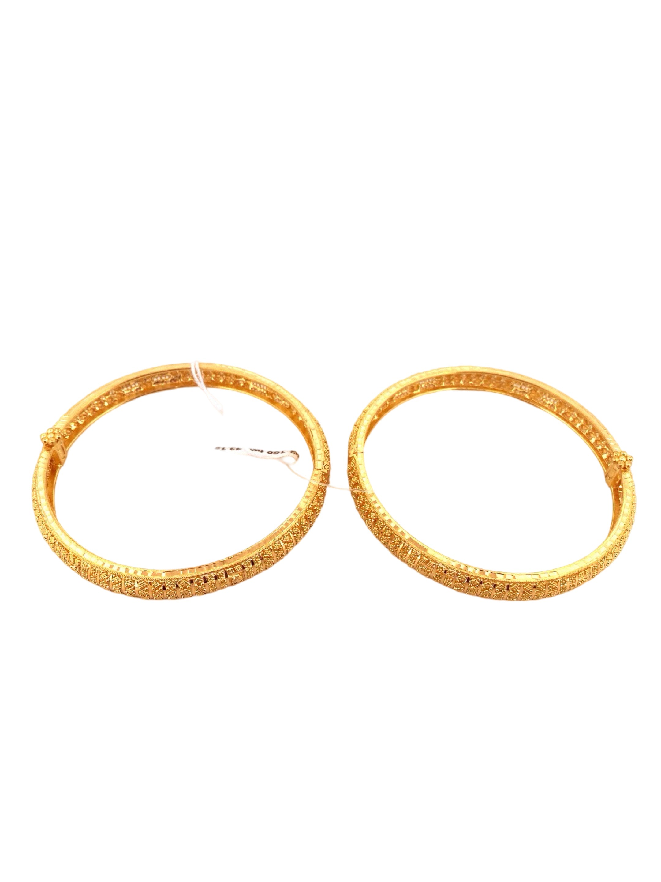 22K Gold Designer 2 Pieces Set Of Ladies Screw Bangles