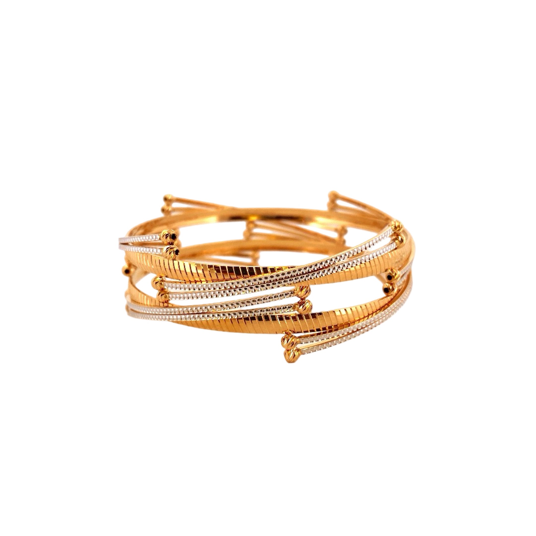 22K Gold Two-tone Designer 2 Pieces Set Of Bangles
