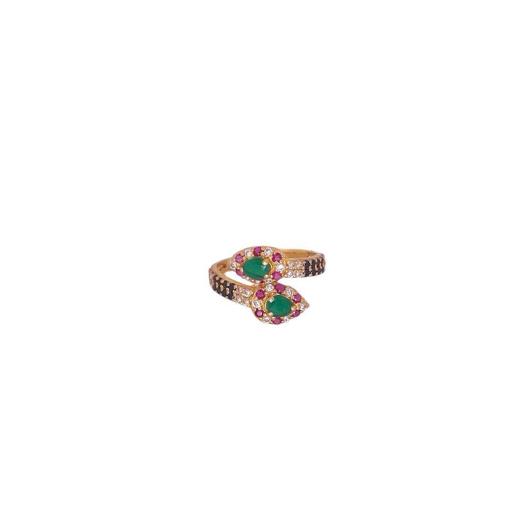 22K Gold Multi-colour CZ Designer Ladies Ring