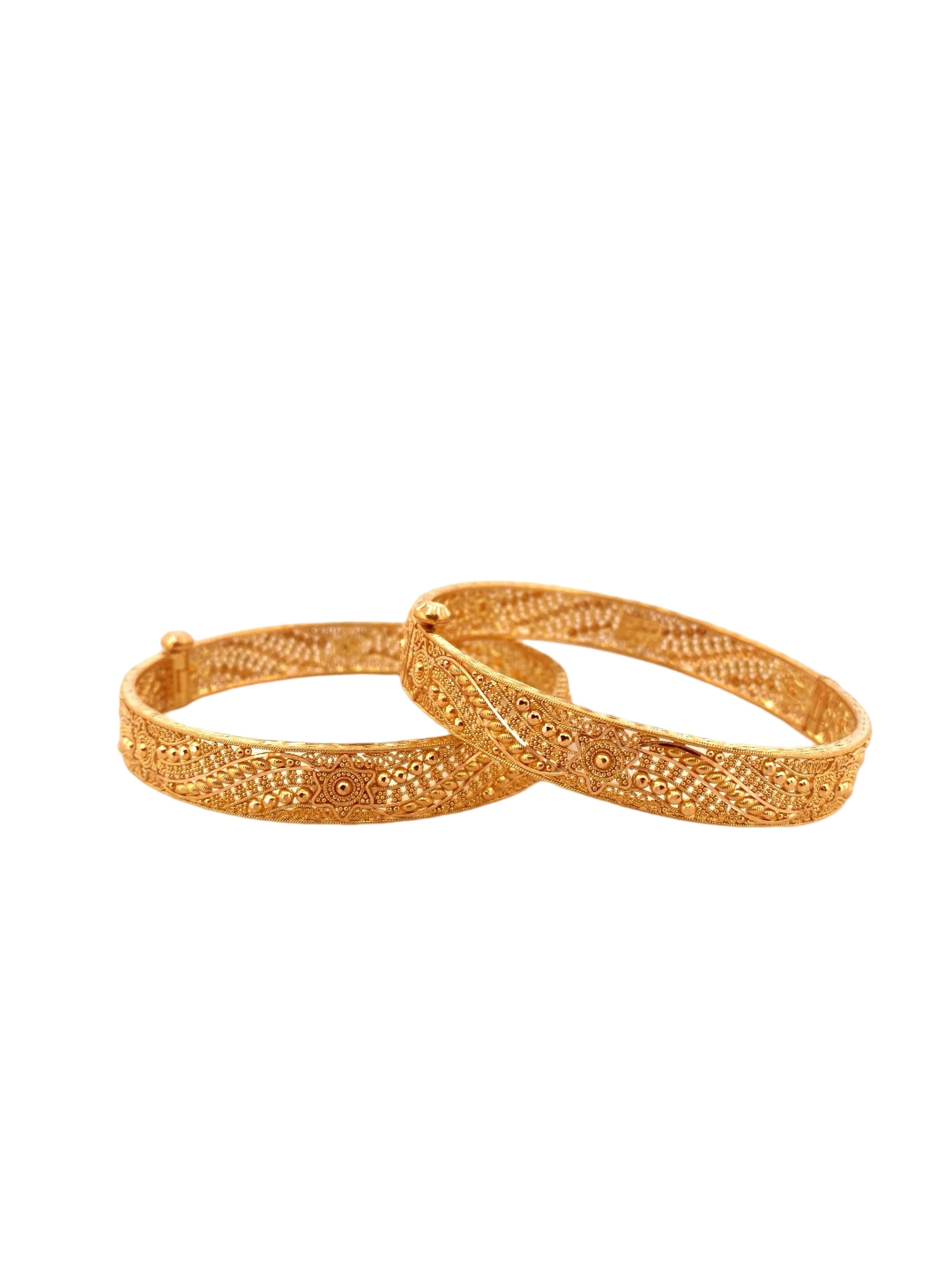 22K Gold Designer 2 Pieces Set Of Ladies Screw Bangles