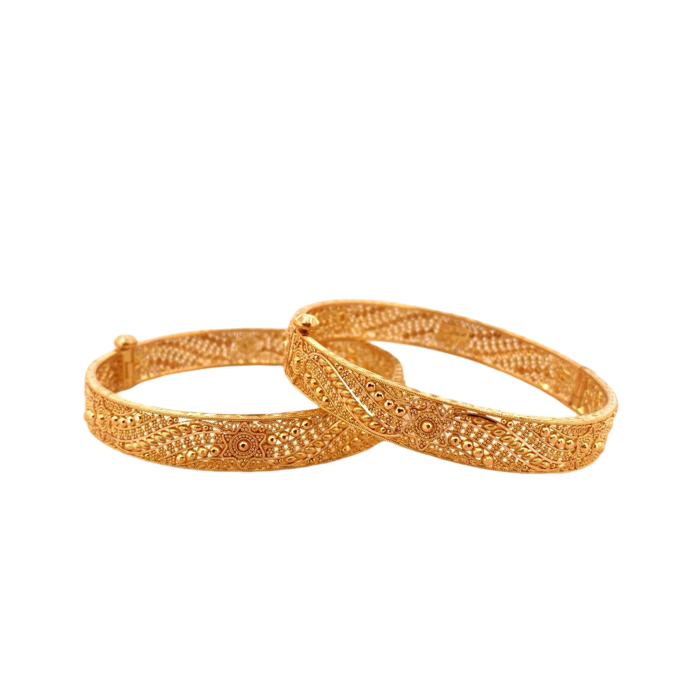 22K Gold Designer 2 Pieces Set Of Ladies Screw Bangles