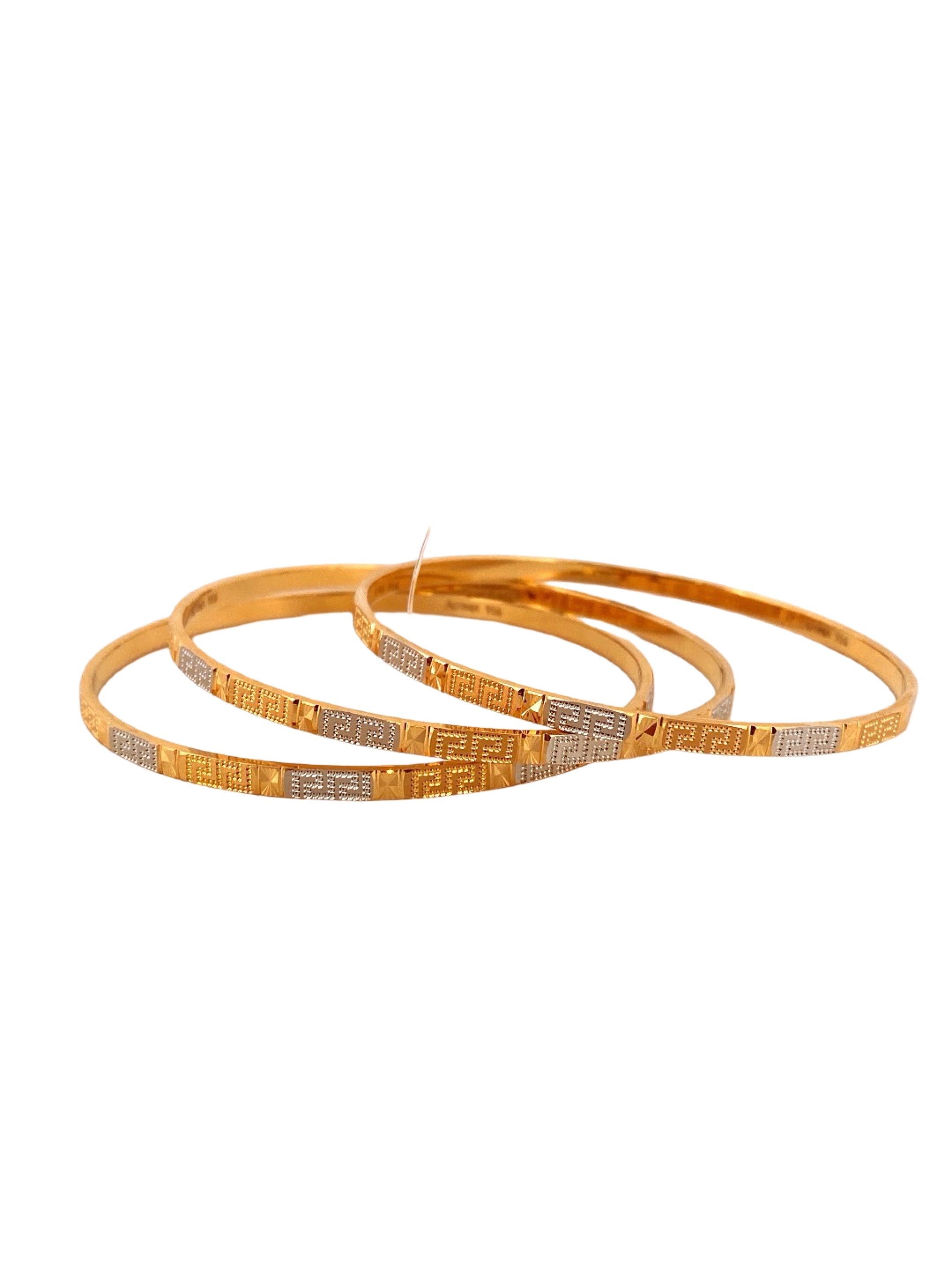 22K Gold Two-tone Designer 3 Pieces Set Of Ladies Bangles