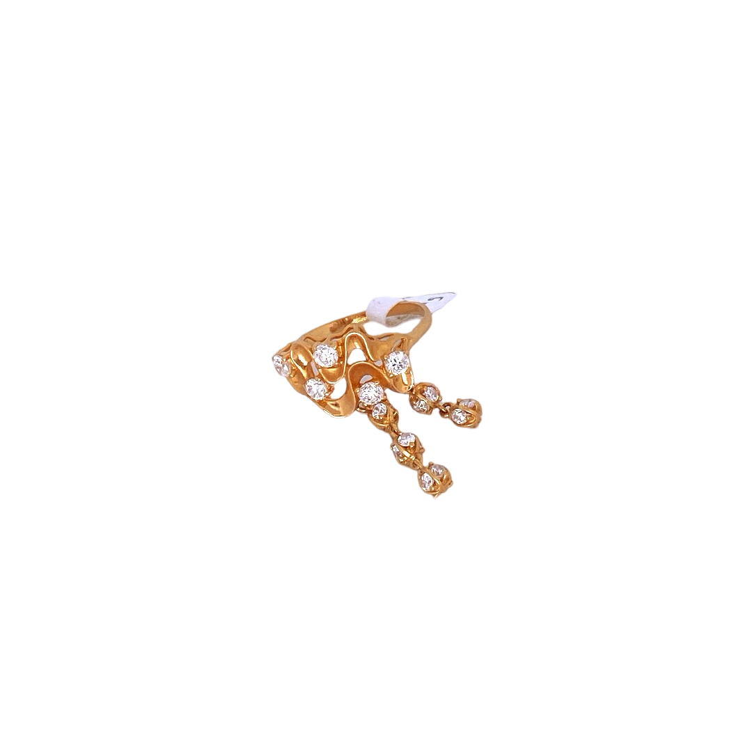 22K Gold CZ Designer Ladies Ring