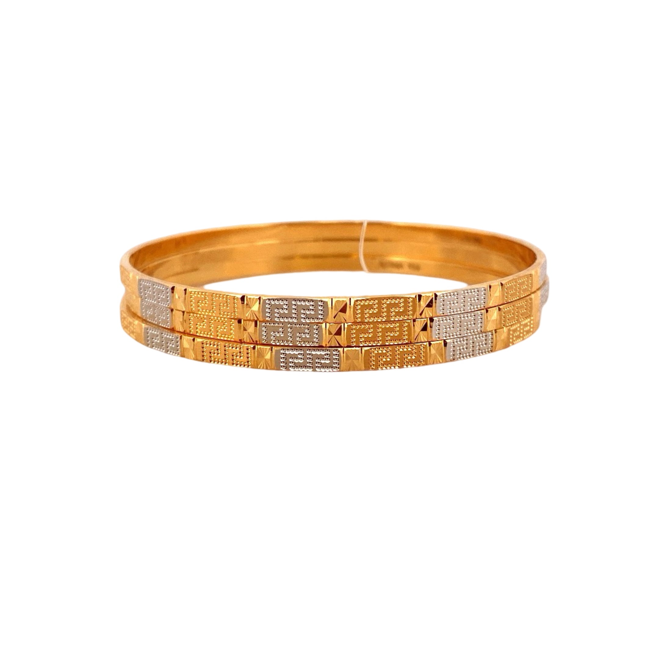 22K Gold Two-tone Designer 3 Pieces Set Of Ladies Bangles
