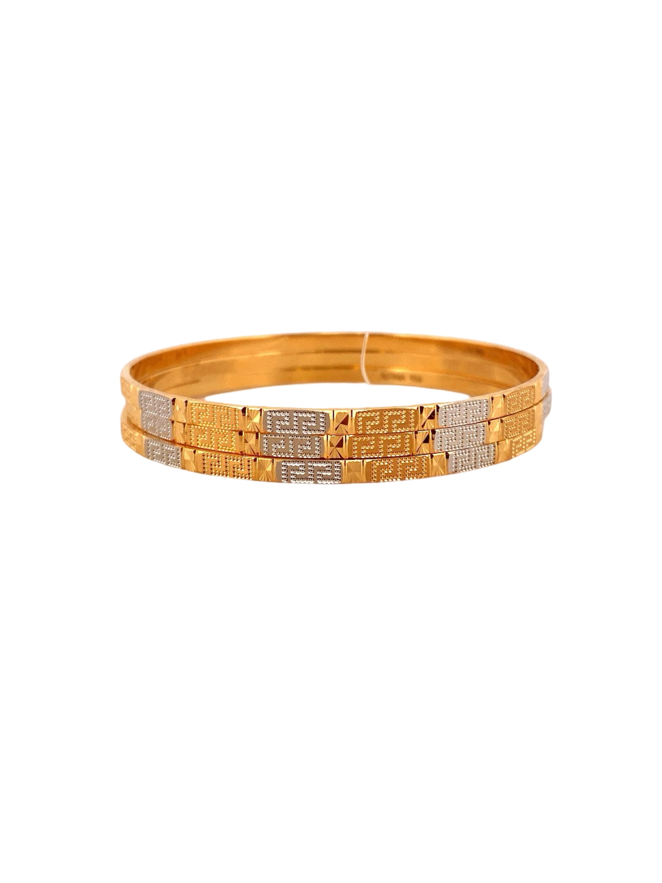 22K Gold Two-tone Designer 3 Pieces Set Of Ladies Bangles