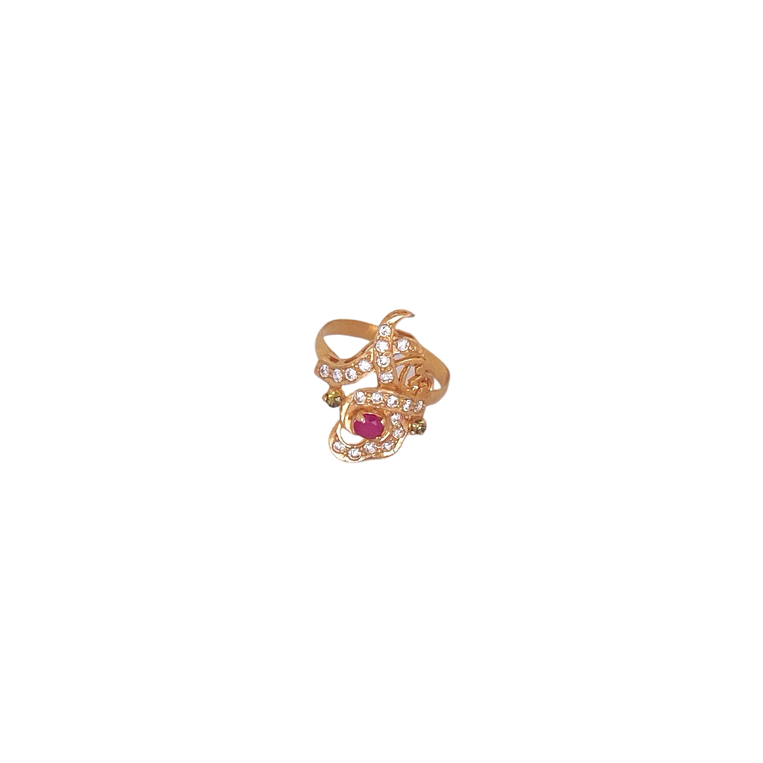 22K Gold CZ Designer Ladies Ring
