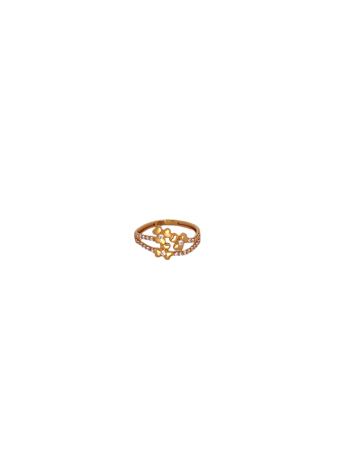 22K Gold CZ Flower Designer Ladies Ring