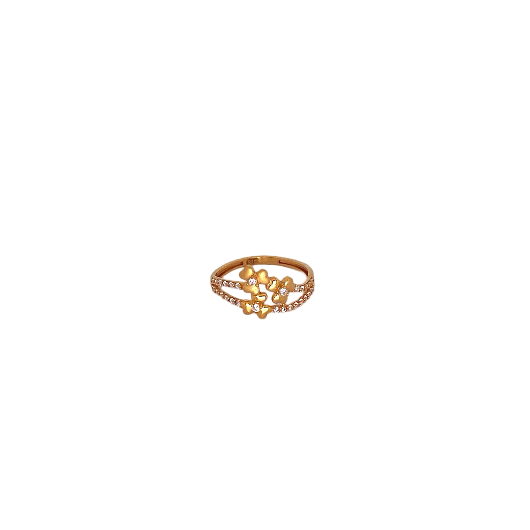 22K Gold CZ Flower Designer Ladies Ring