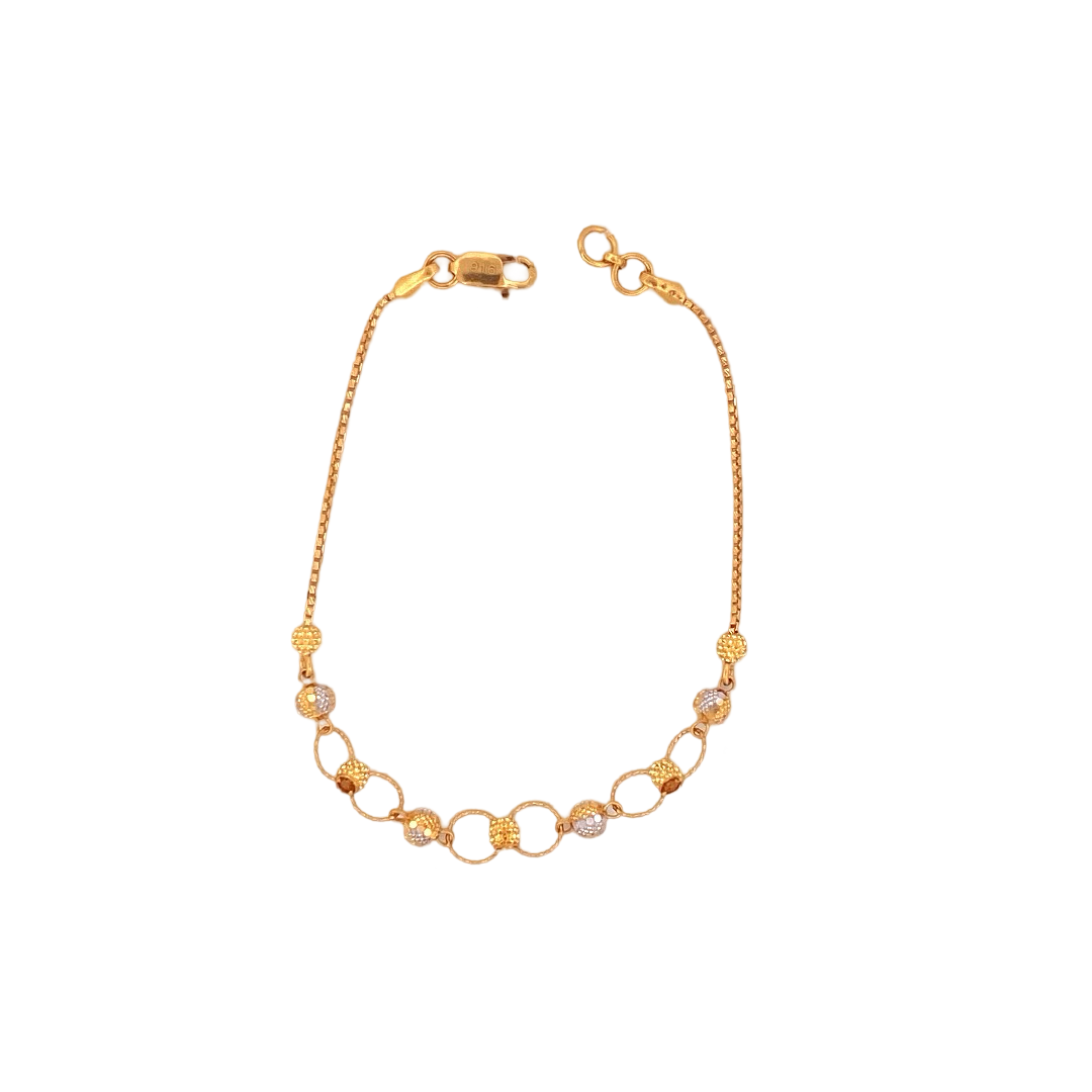22K Gold Two-tone Beads Designer Ladies Bracelet