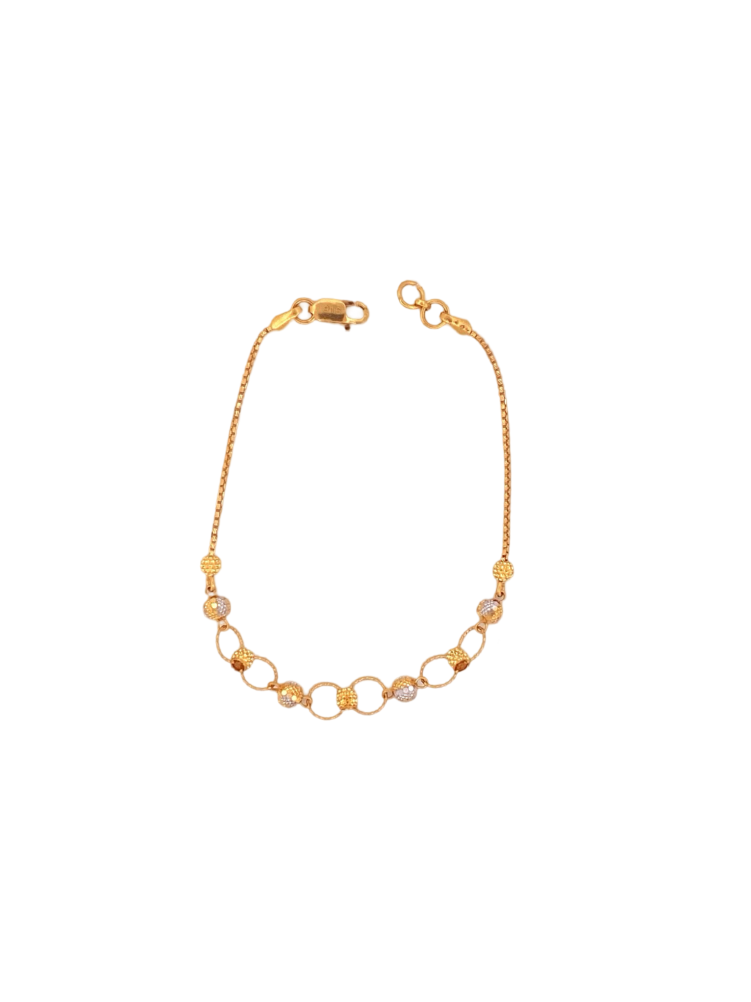 22K Gold Two-tone Beads Designer Ladies Bracelet