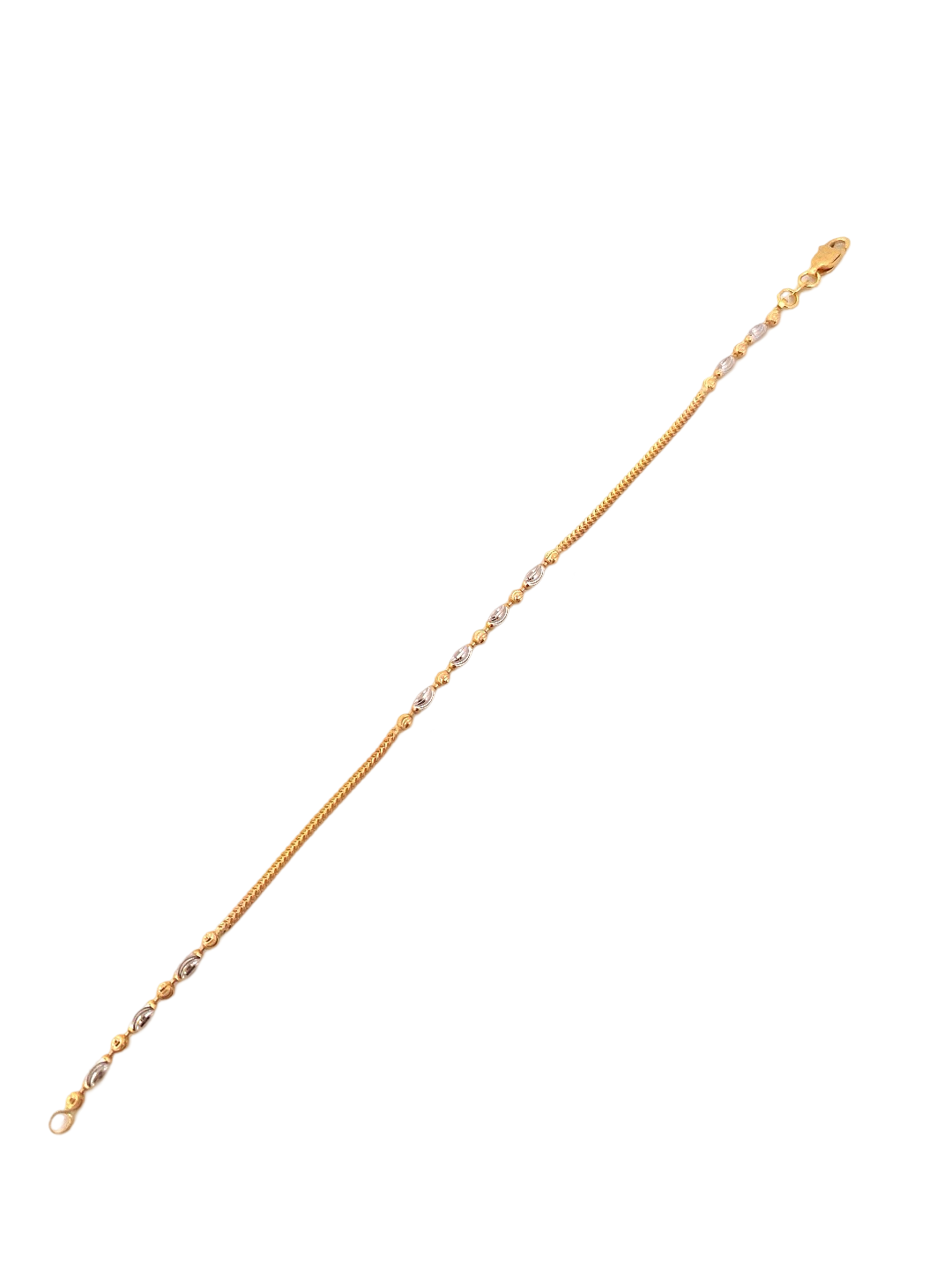 22K Gold Two-tone Bead Designer Ladies  Bracelet