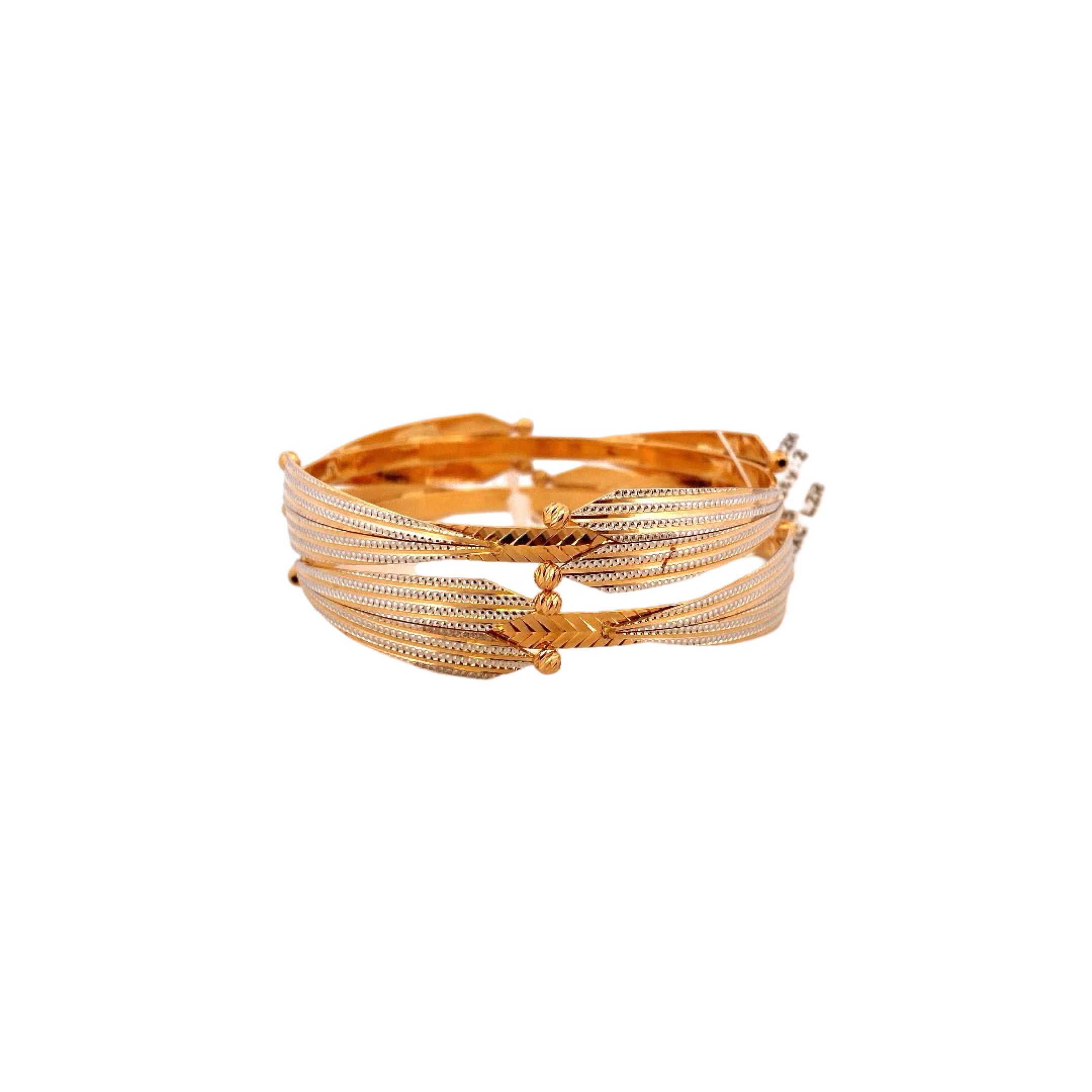 22K Gold Two-tone Designer 2 Pieces Set Of Bangles