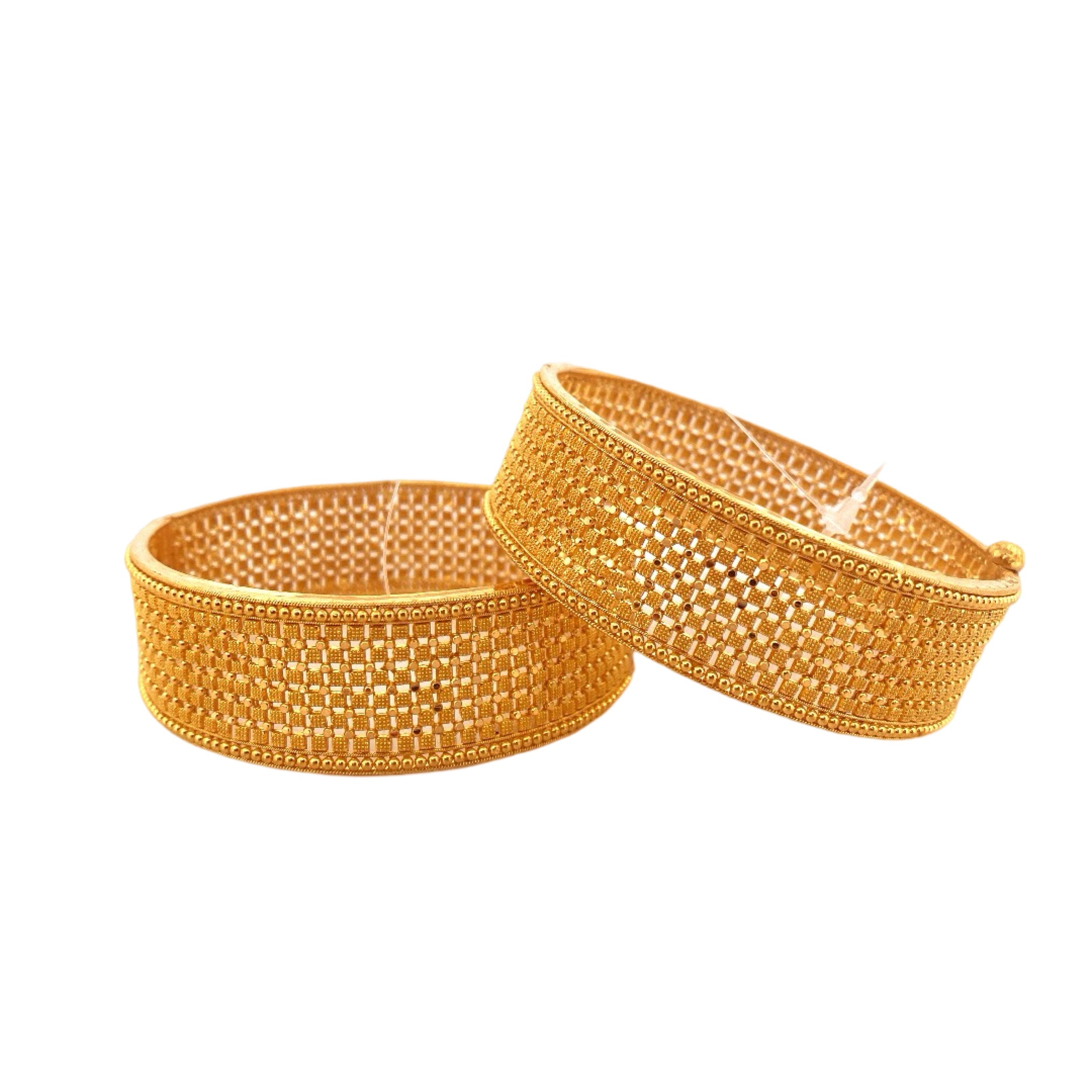 22K Gold Designer 2 Pieces Set Of Ladies Screw Bangles