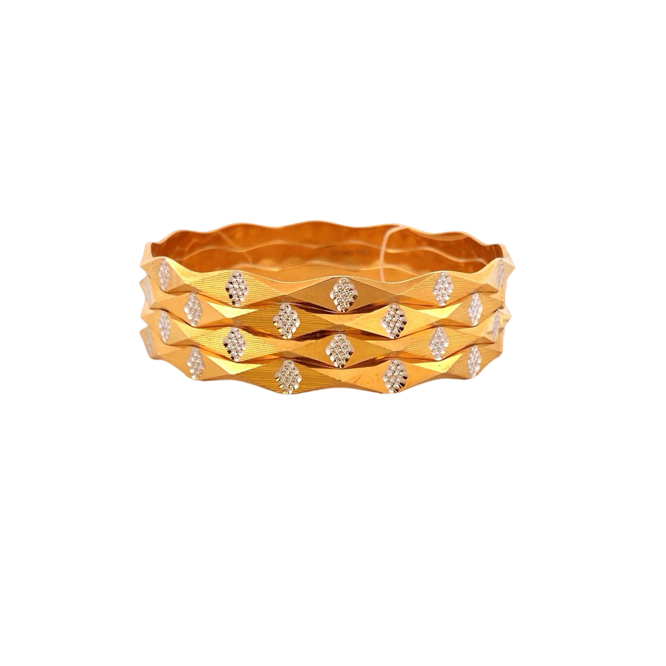 22K Gold Two-tone Designer 4 Pieces Set Of Ladies Bangles